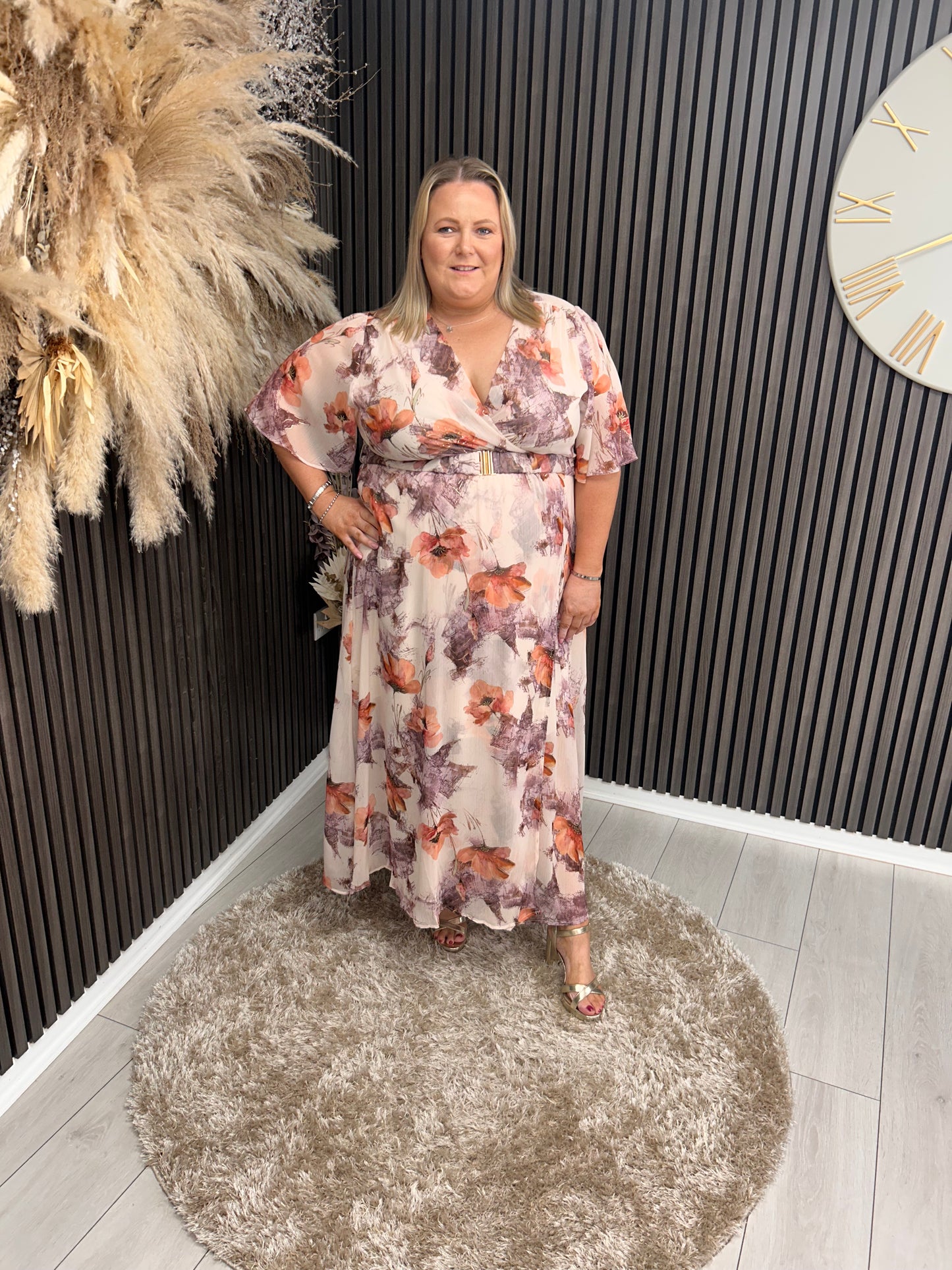TRISH DRESS - CREAM/ORANGE