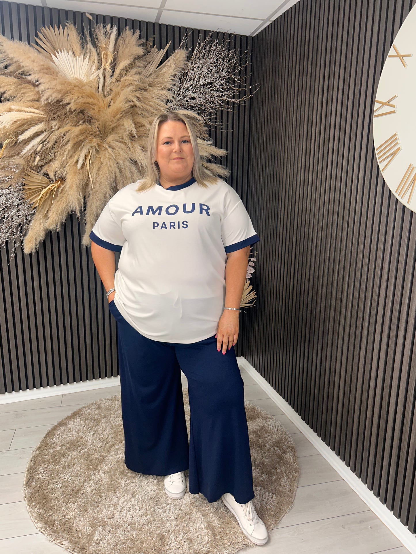 TANISHA TROUSERS - NAVY/CREAM