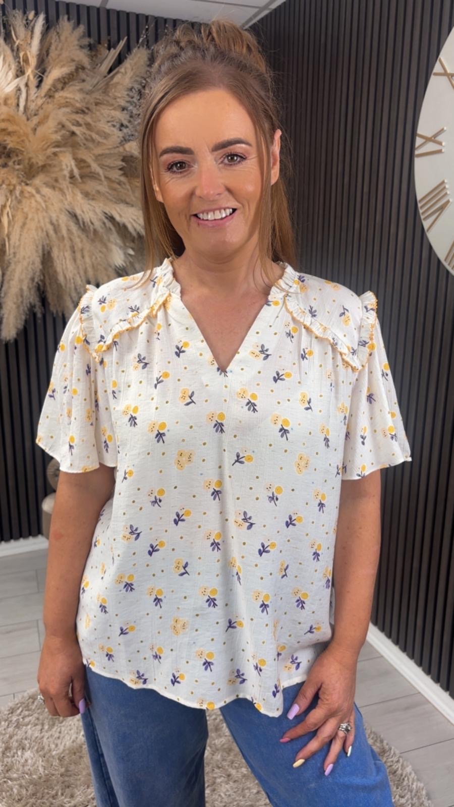 MARLENA SHIRT - CREAM/YELLOW