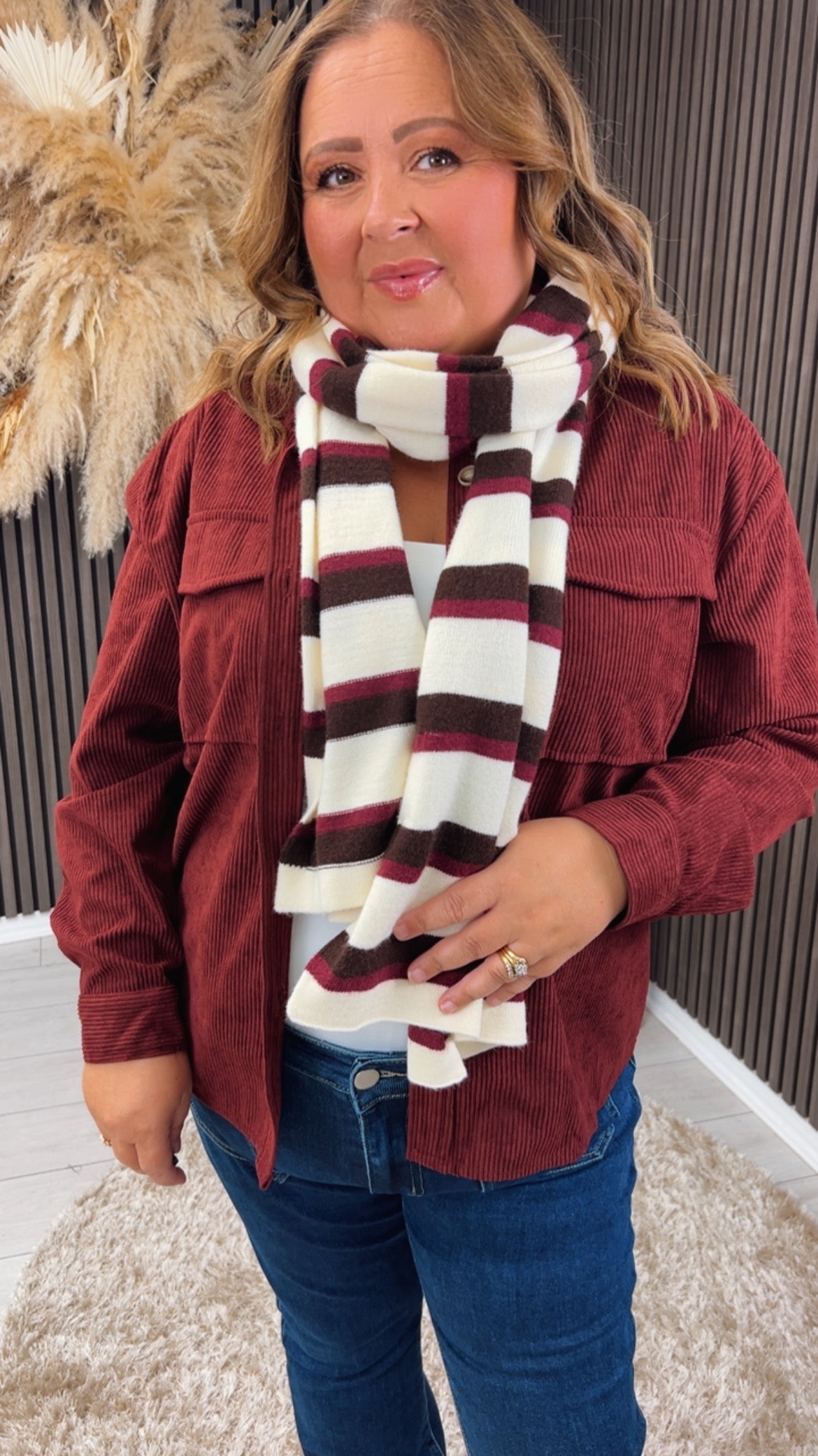 ALISON SCARF - CREAM/BROWN