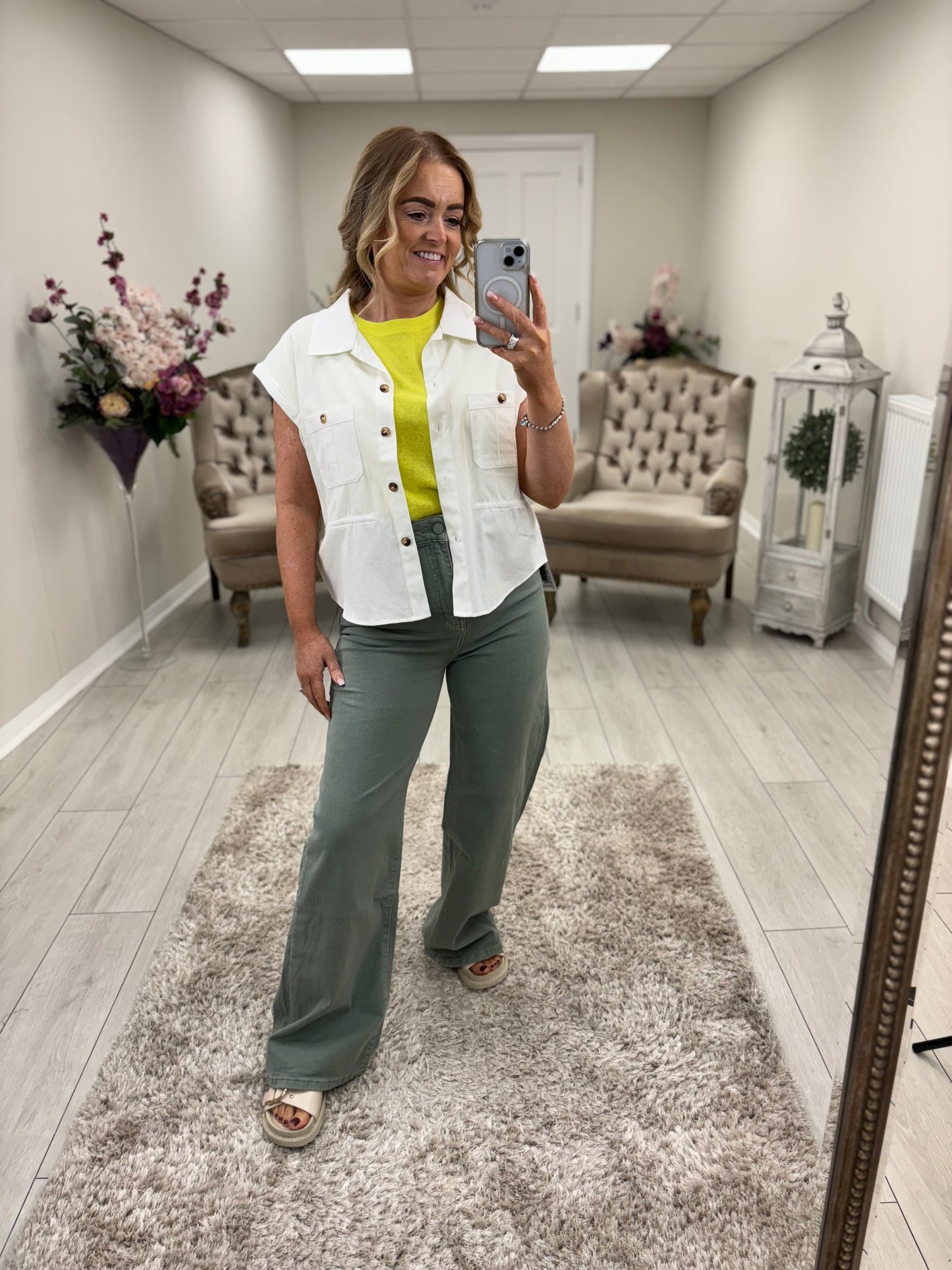 SUMMER WIDE LEG JEANS - SAGE