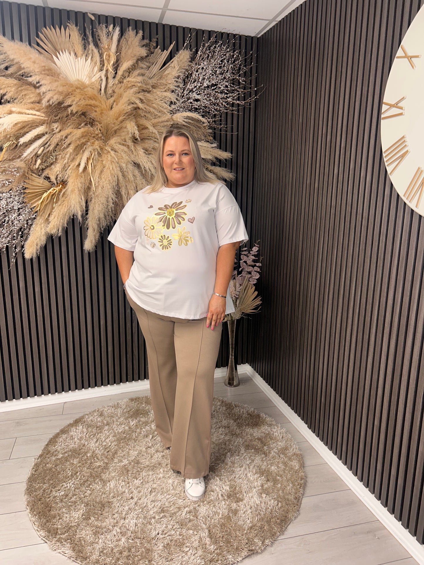 FRANCESCA T-SHIRT - WHITE/BROWN