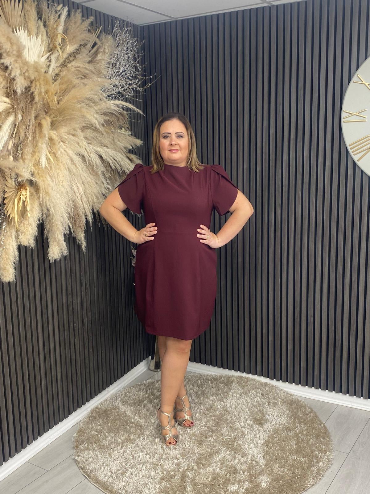 AMI TULIP DRESS - BERRY