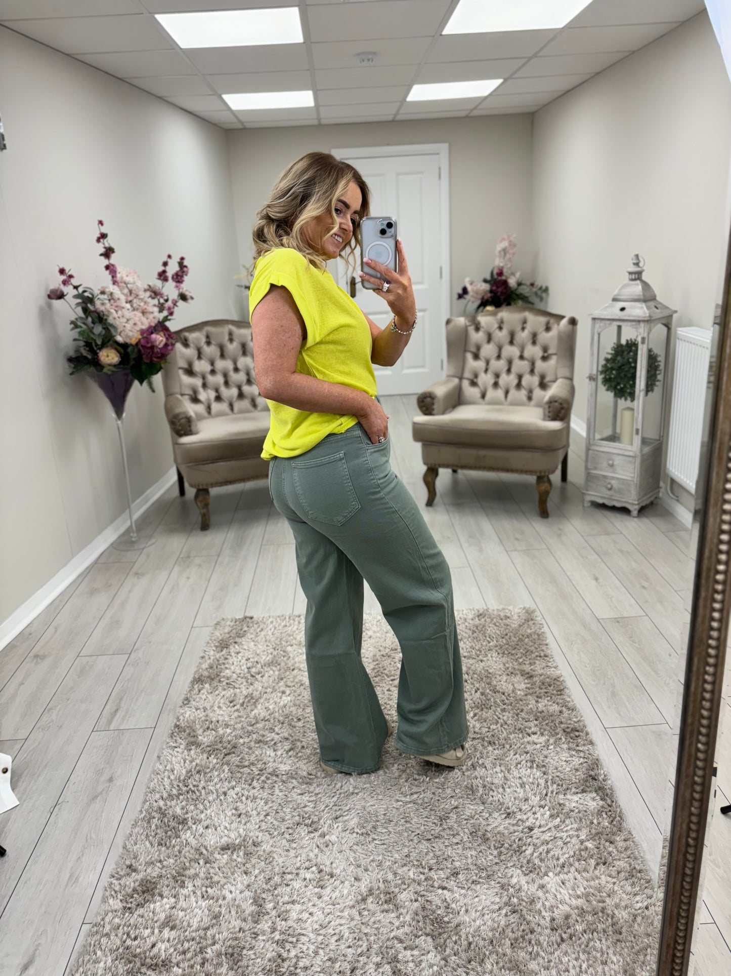 SUMMER WIDE LEG JEANS - SAGE