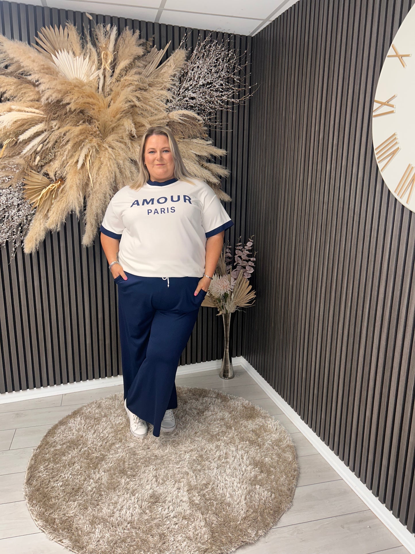 TANISHA TROUSERS - NAVY/CREAM