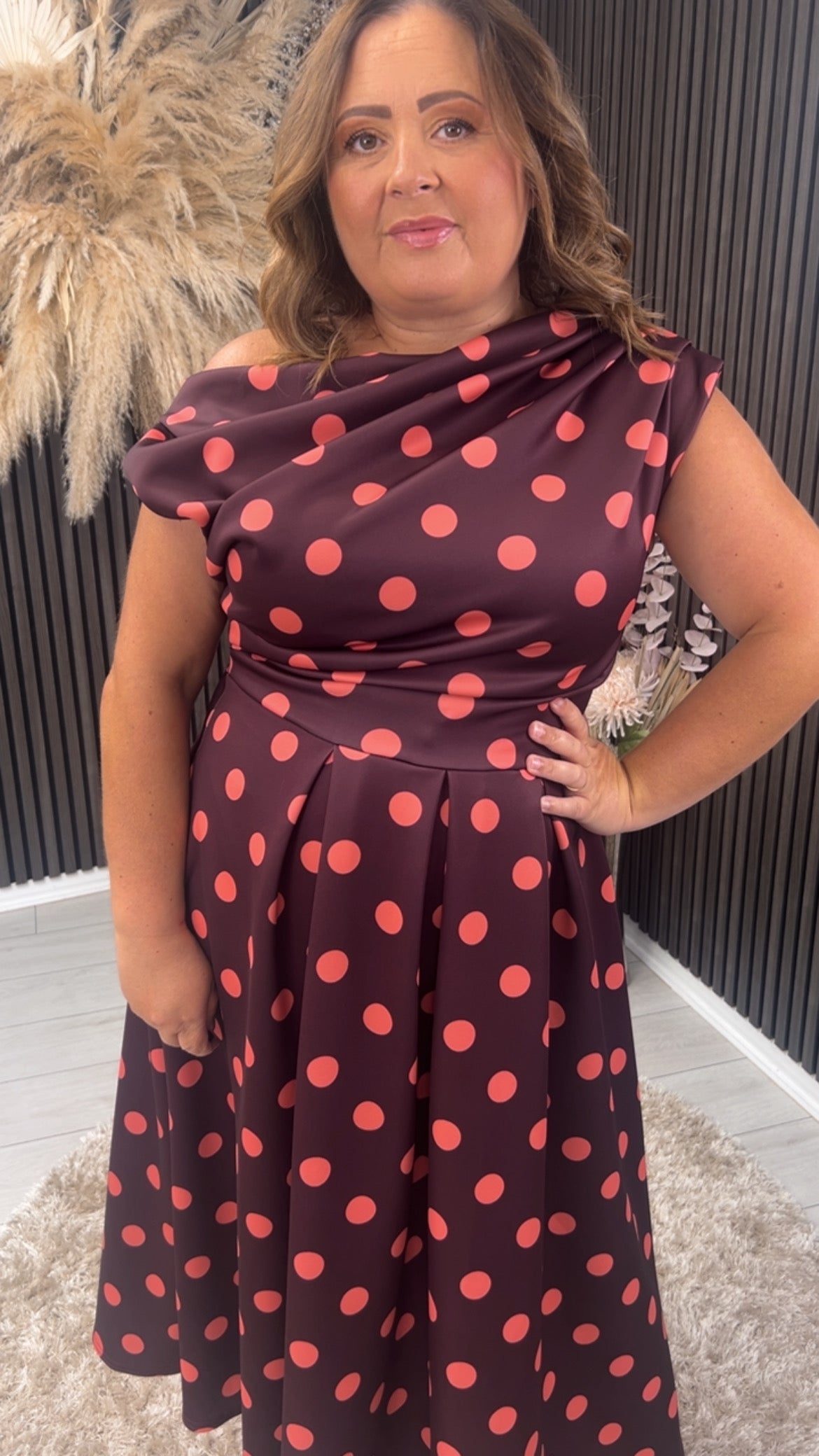 BETTY DRESS - BURGUNDY/CORAL