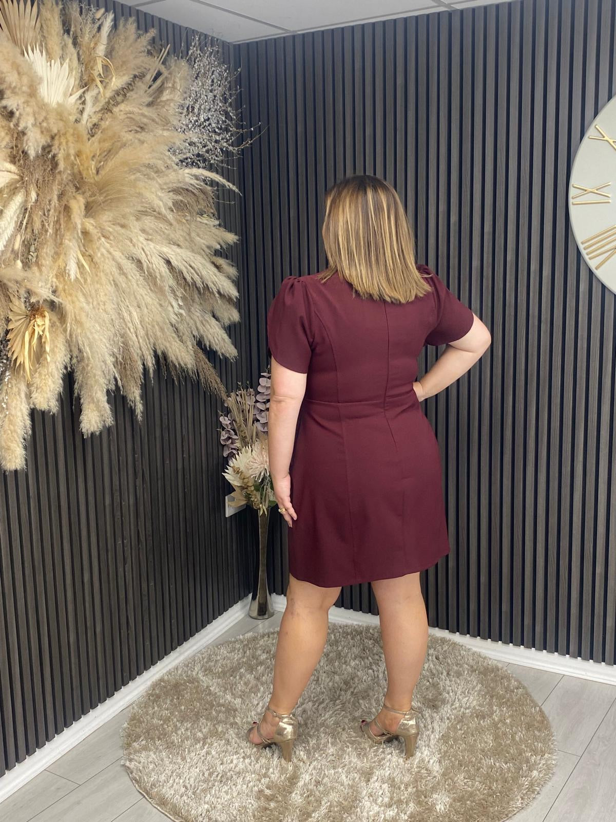 AMI TULIP DRESS - BERRY