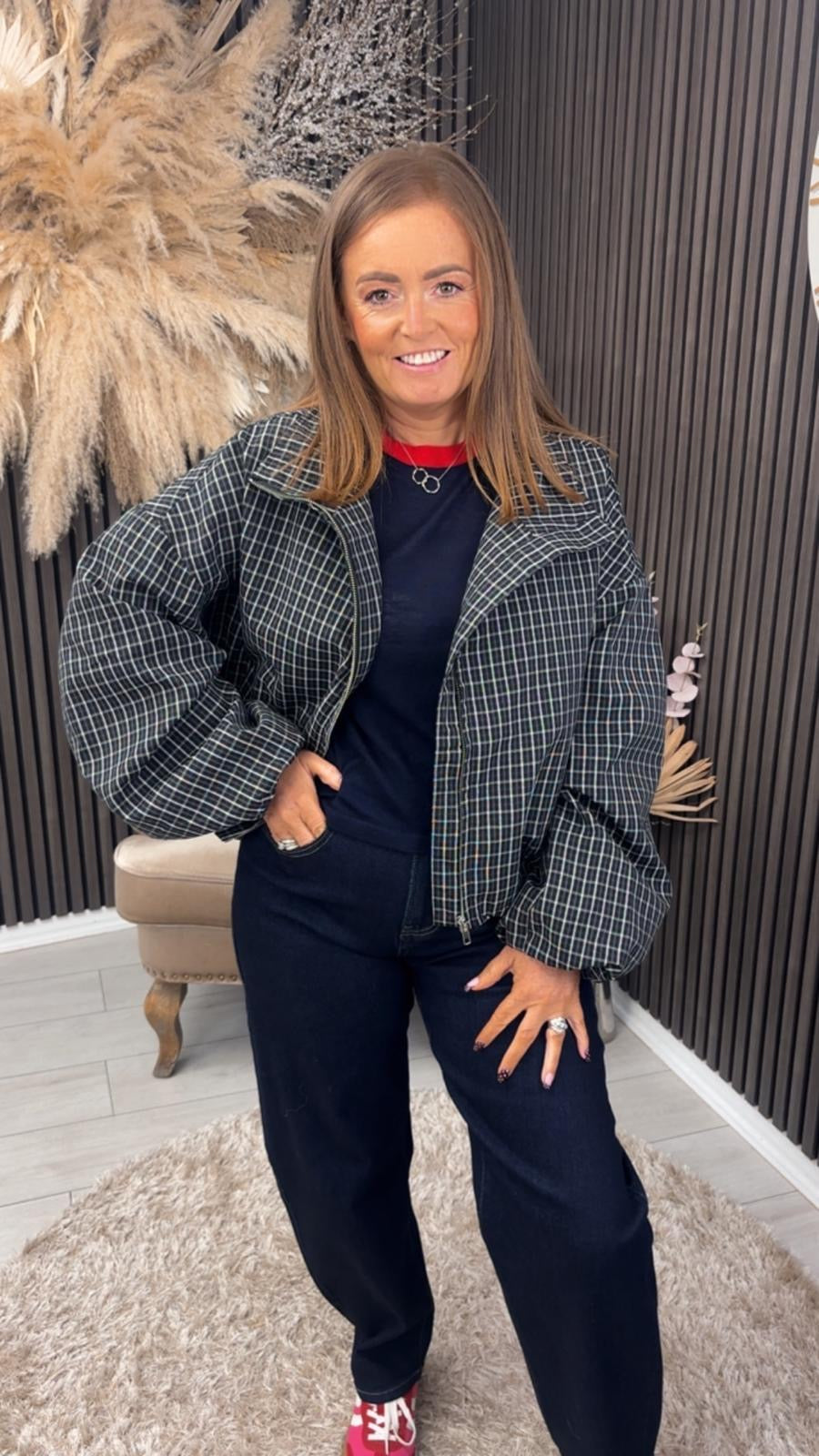POLLY JACKET - NAVY CHECKED