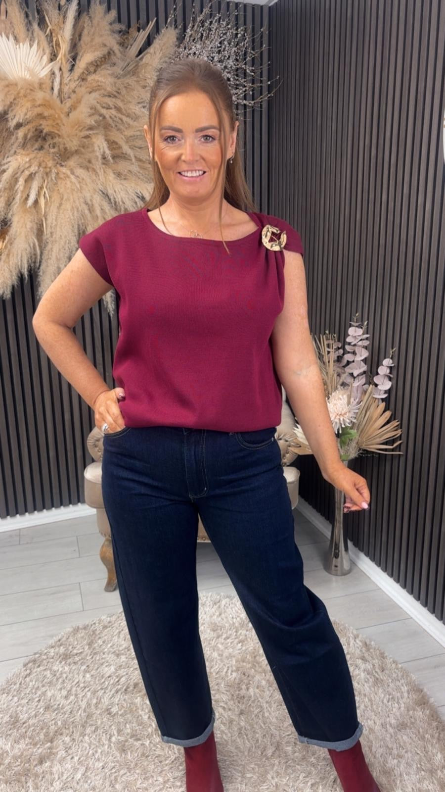 LISA TOP - BURGUNDY