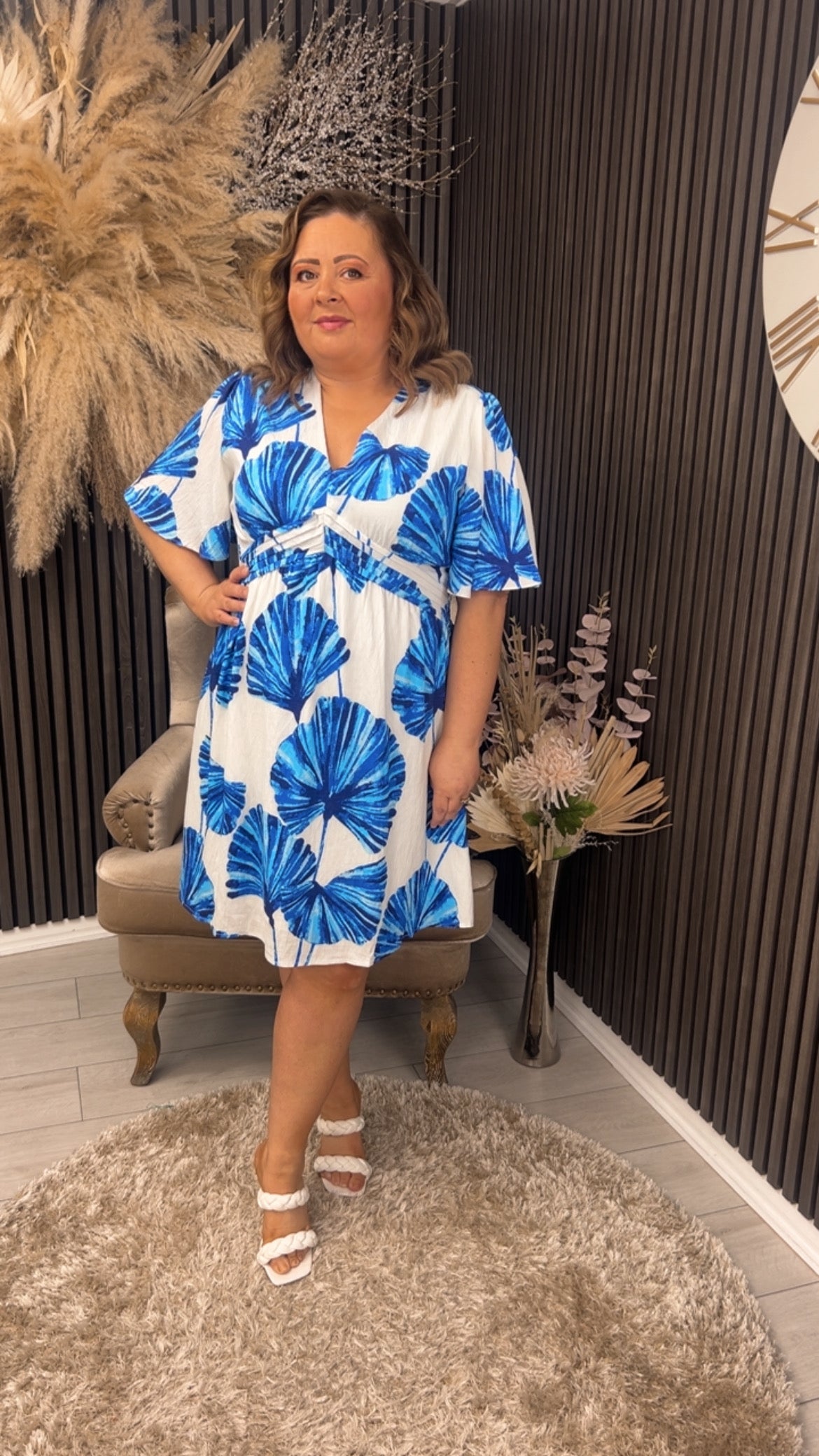 CECELIA DRESS - BLUE/WHITE