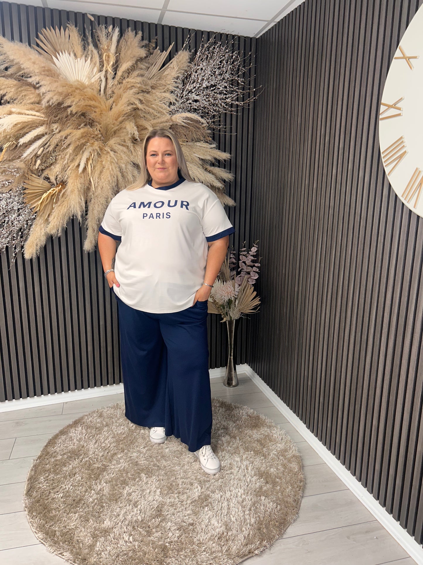 TANISHA TROUSERS - NAVY/CREAM