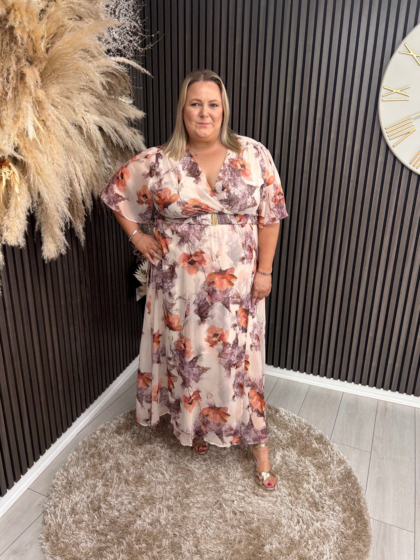 TRISH DRESS - CREAM/ORANGE