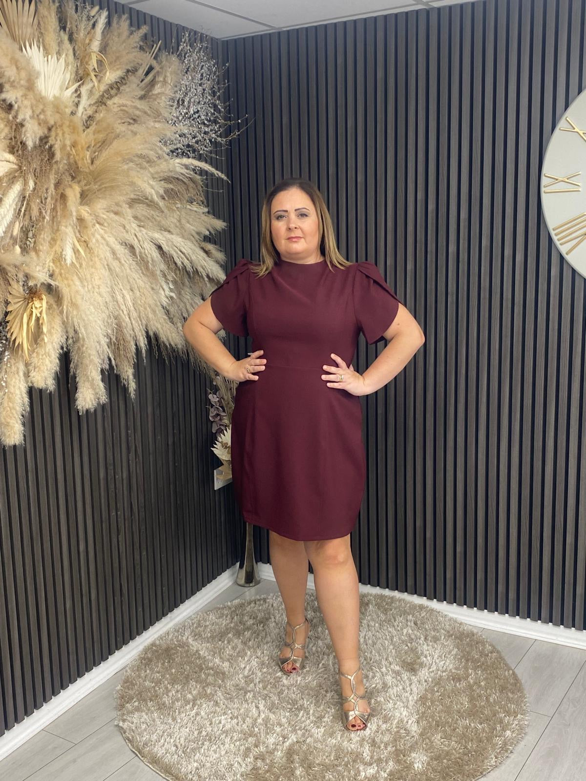 AMI TULIP DRESS - BERRY