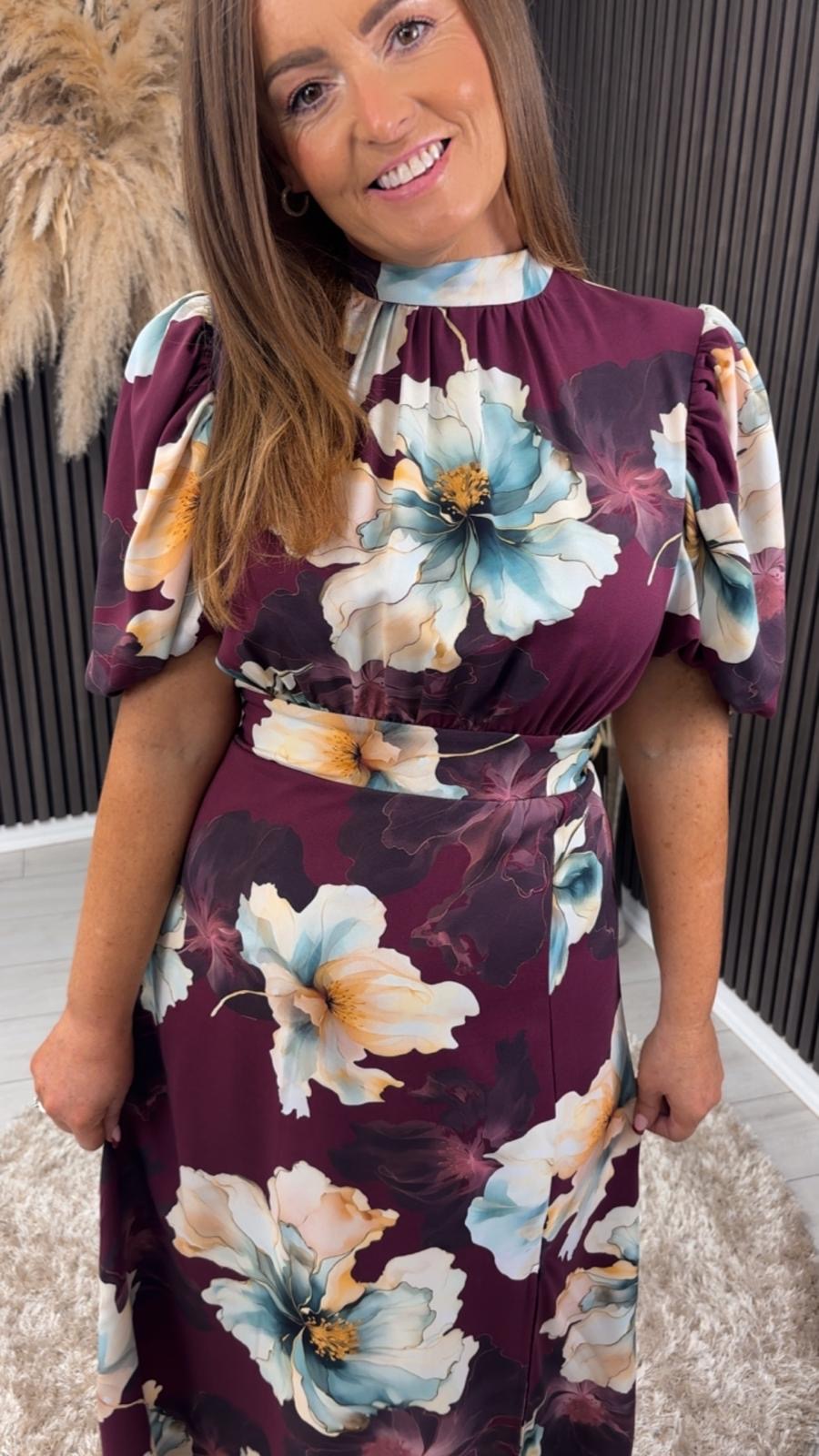 LILITH DRESS - PLUM FLOWER