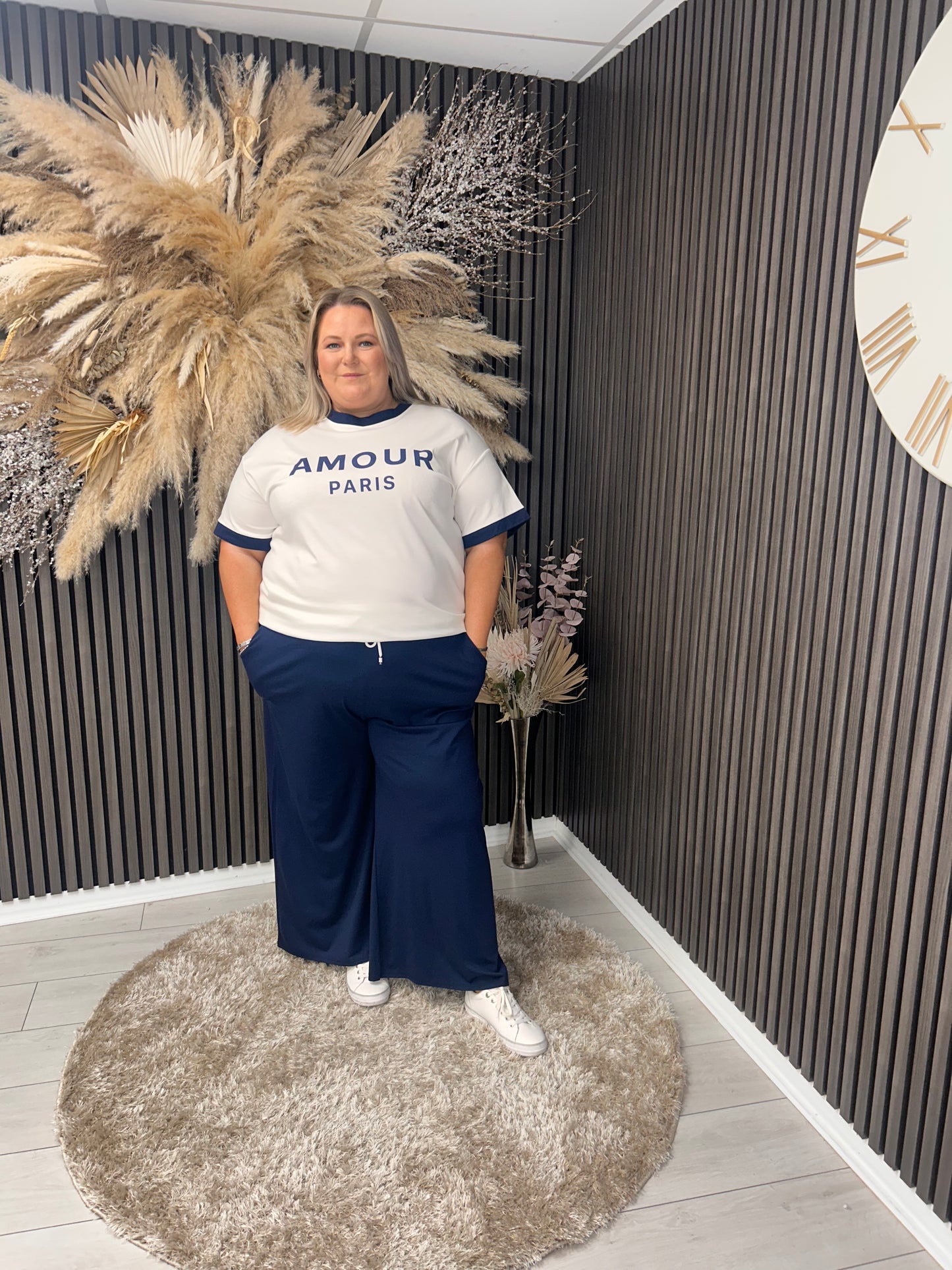 TANISHA TROUSERS - NAVY/CREAM