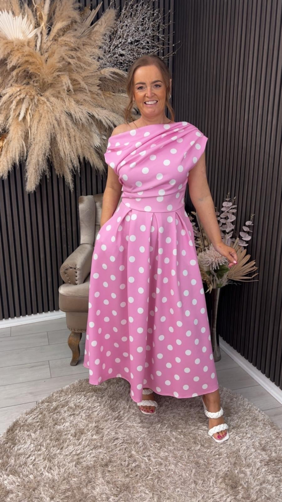 BETTY DRESS - PINK POLKA DOT