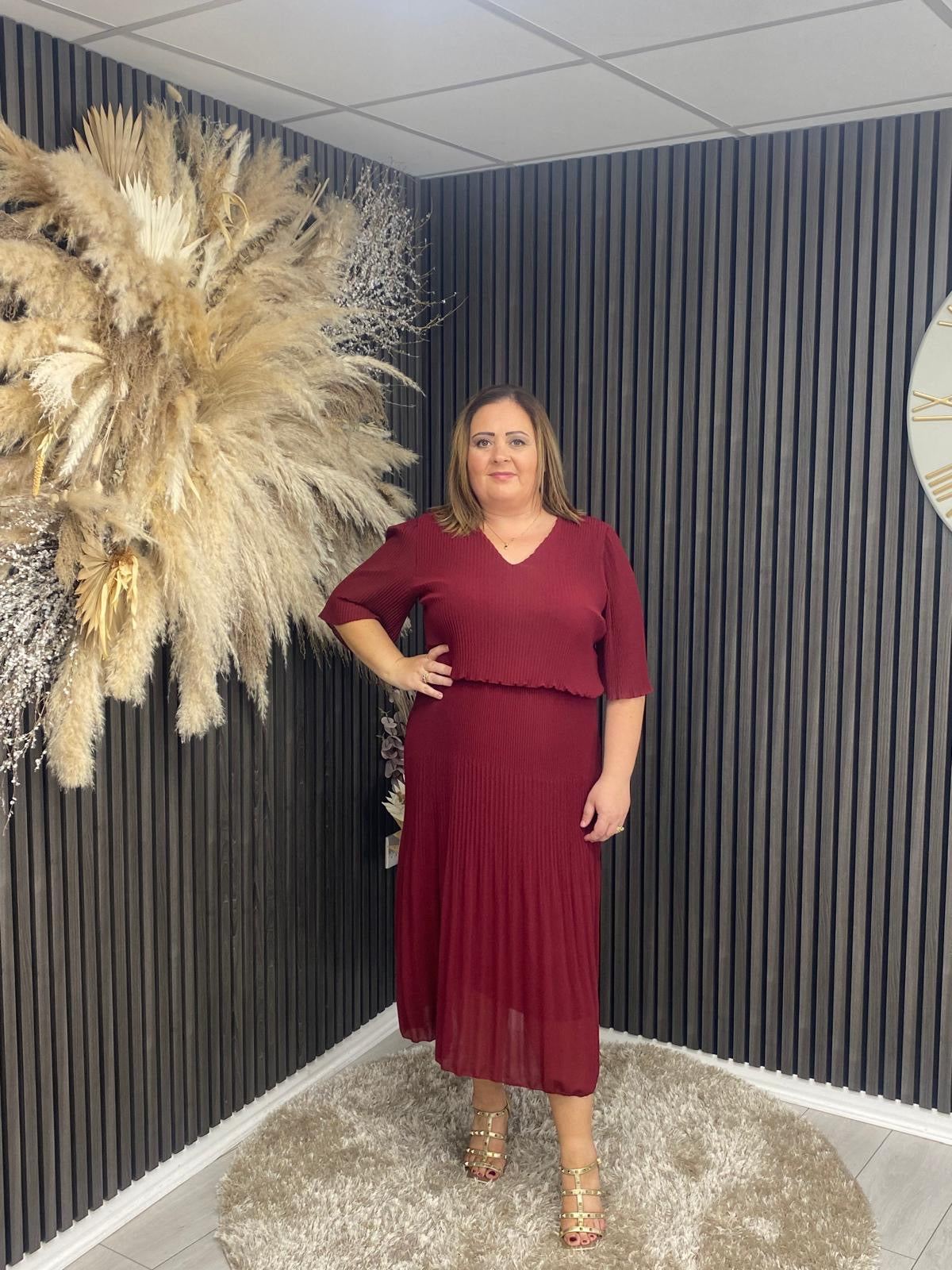 STACEY DRESS - BURGUNDY