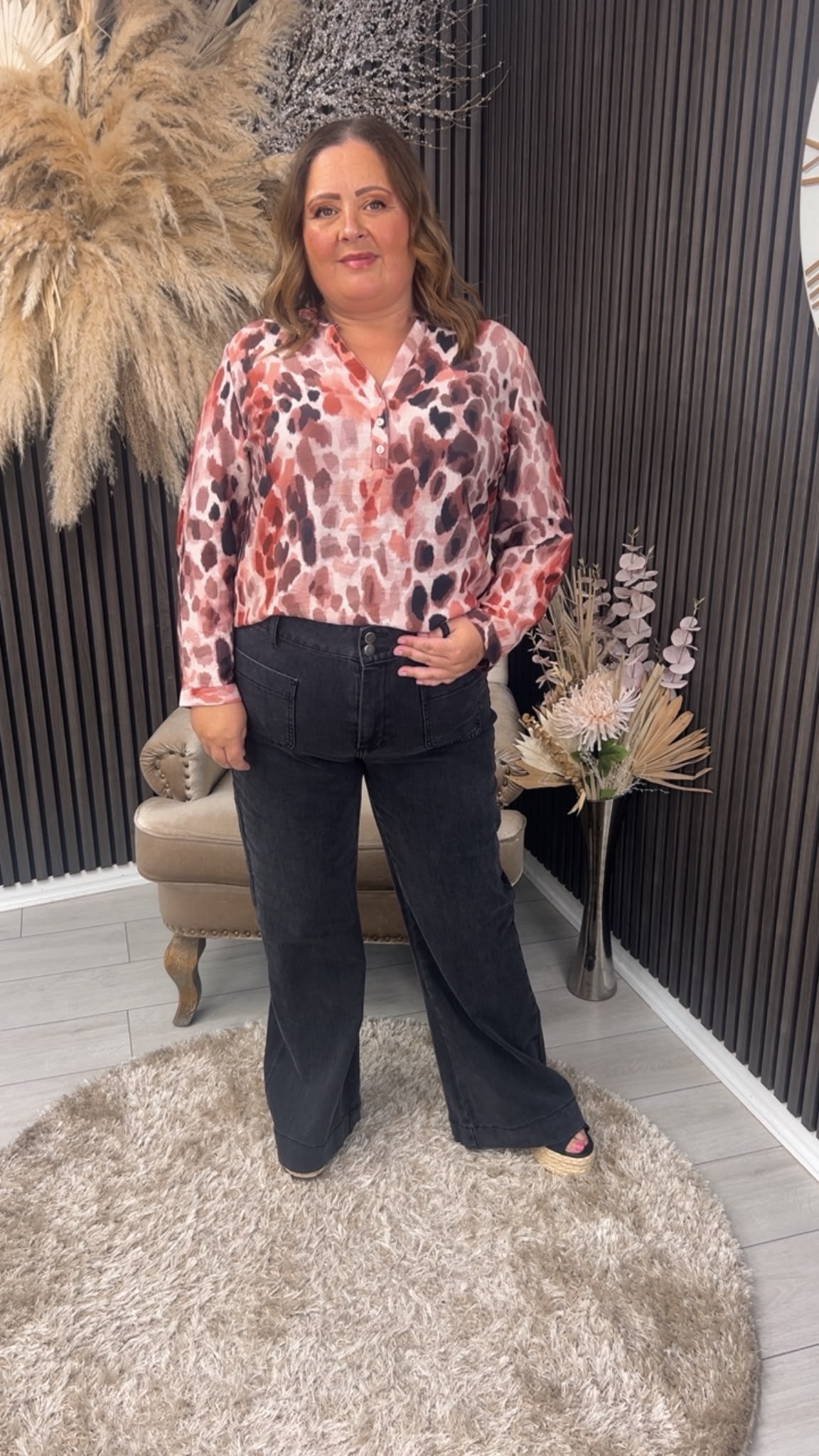 BRIDIE TOP - LEOPARD/BURGUNDY
