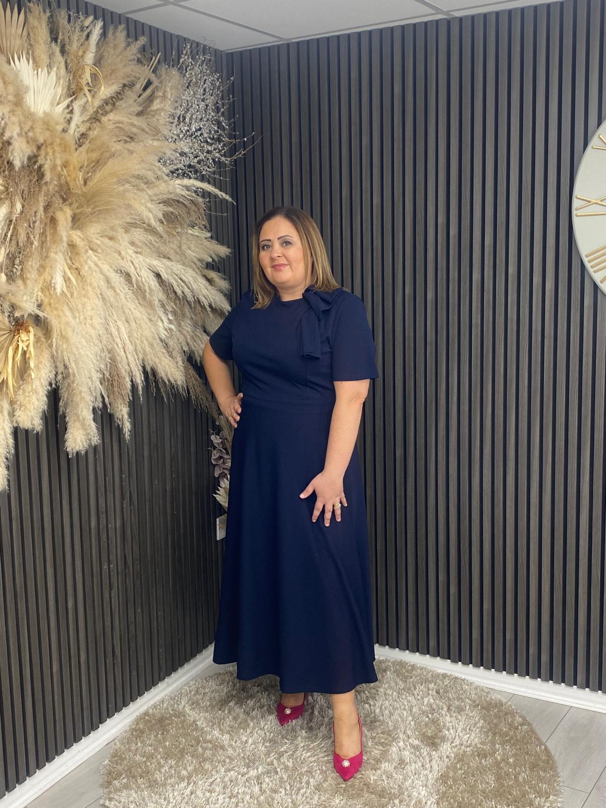 MINTA BOW DRESS - NAVY