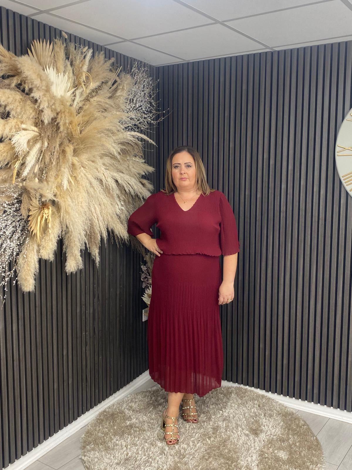 STACEY DRESS - BURGUNDY