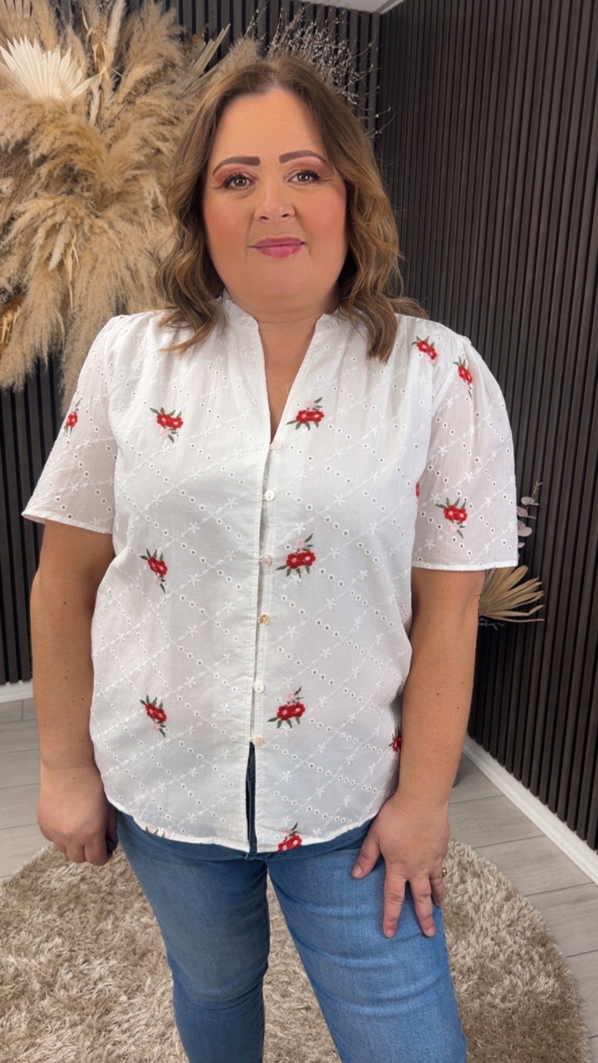PAULA SHIRT - WHITE/RED