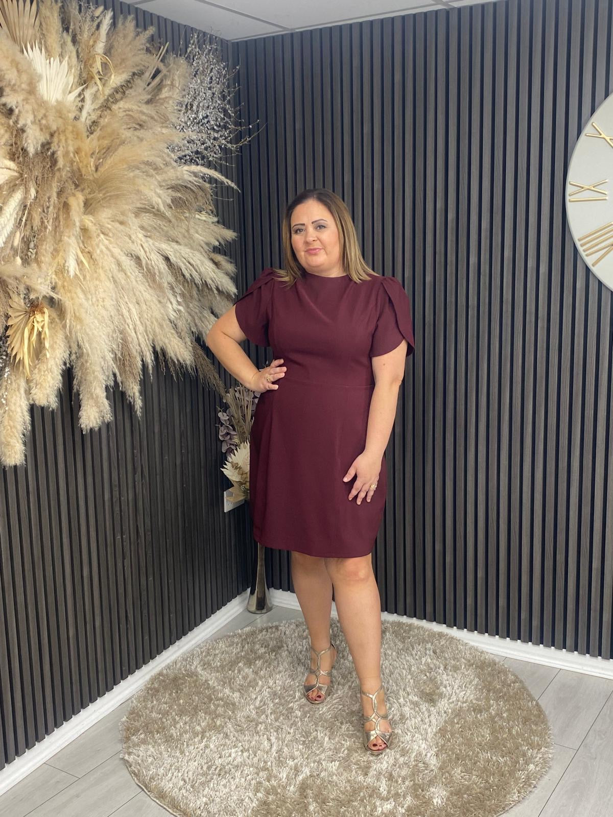 AMI TULIP DRESS - BERRY