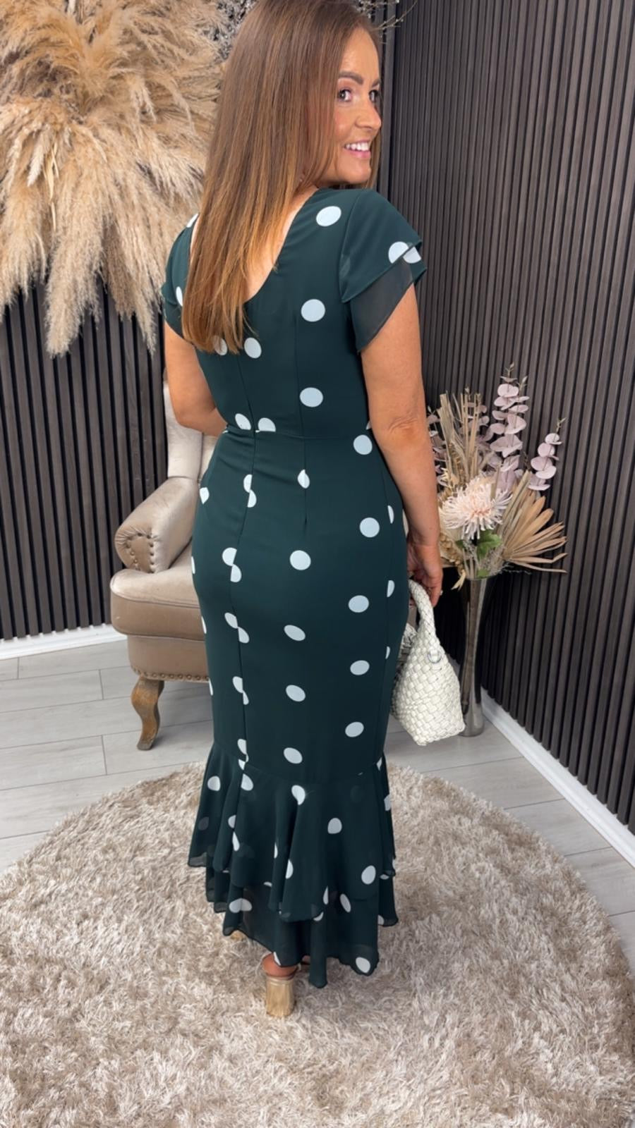 ROXY DRESS - DARK GREEN SPOT