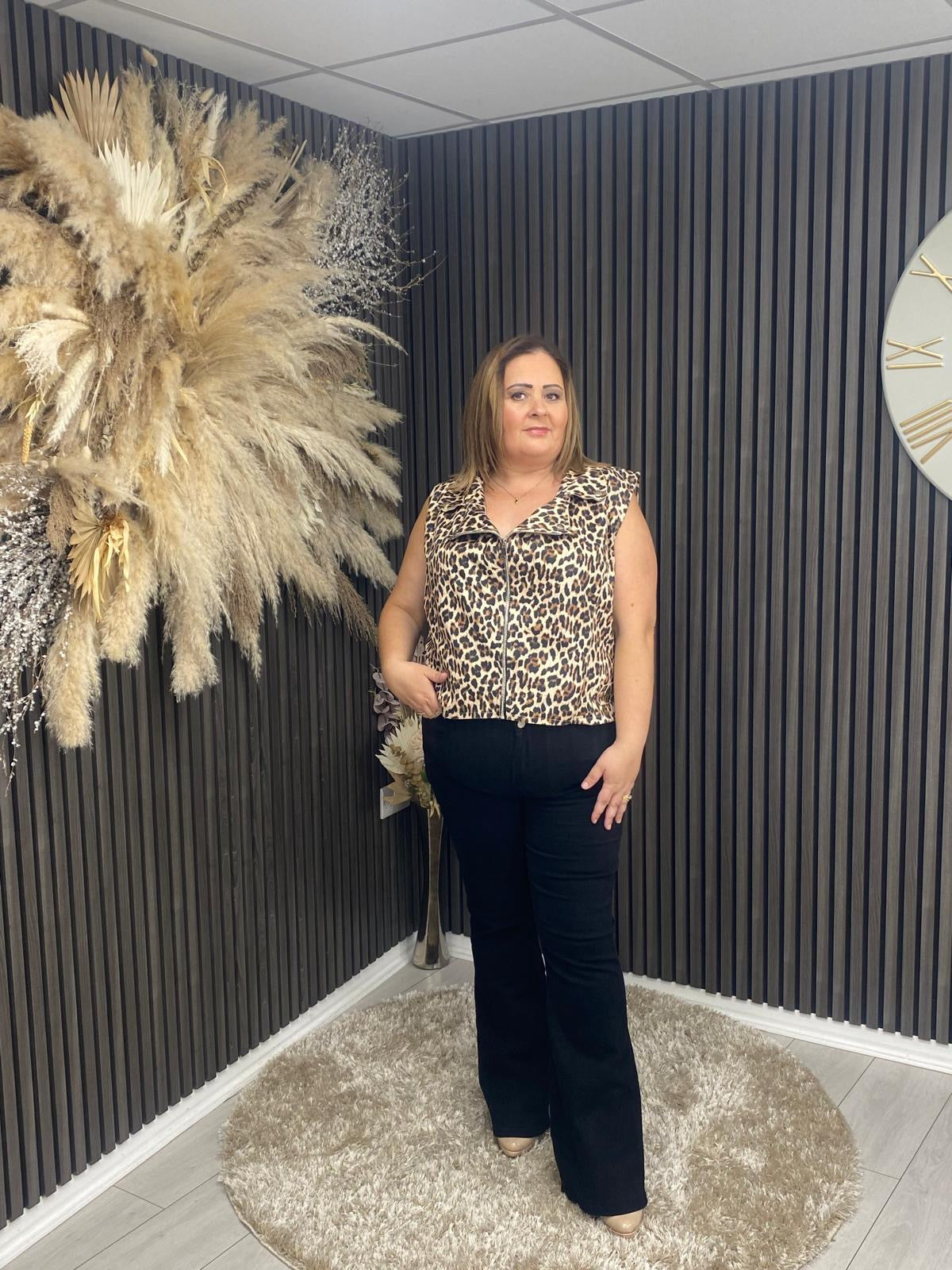 LAYA GILET - LEOPARD