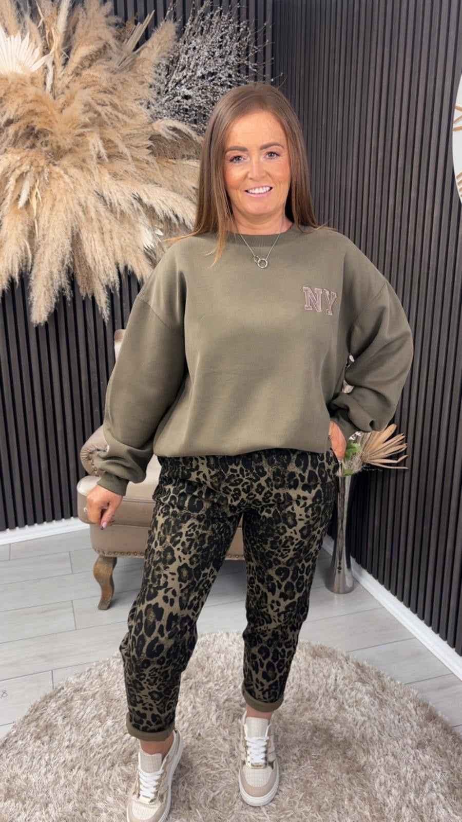 MARTY ANNE JEANS - KHAKI ANIMAL