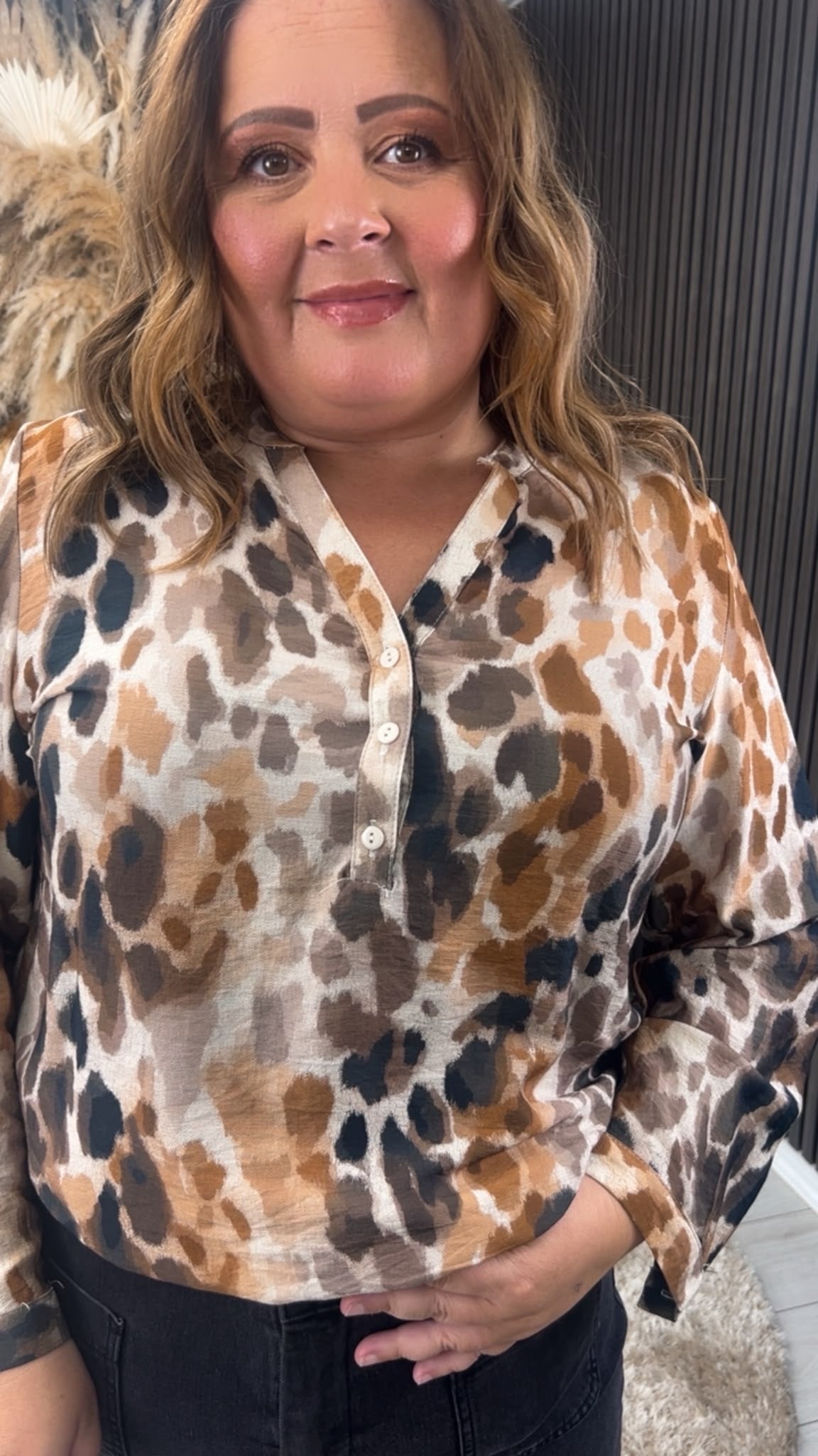 BRIDIE TOP - LEOPARD/BROWN
