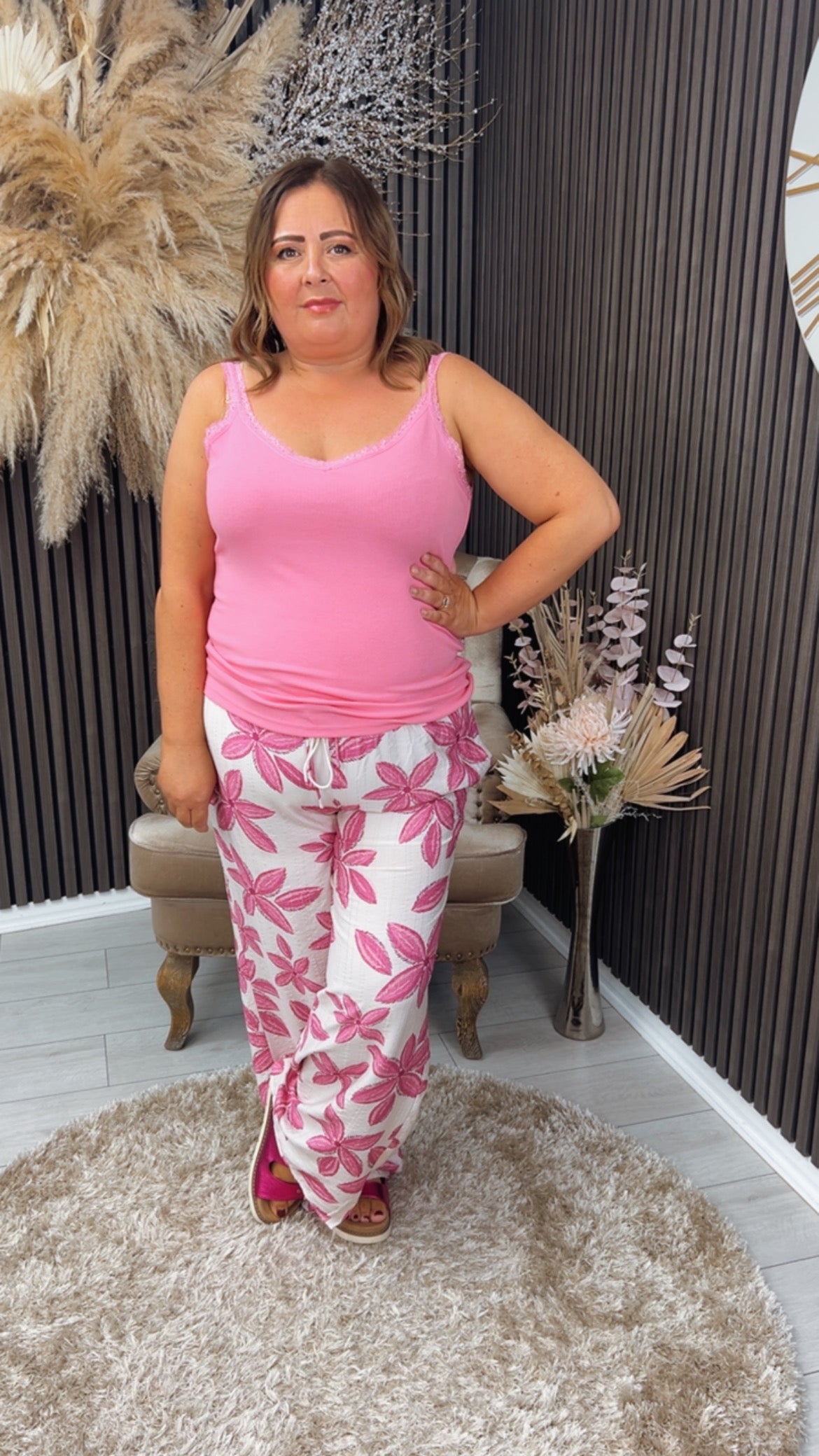 ORLAGH TROUSERS - CREAM/PINK