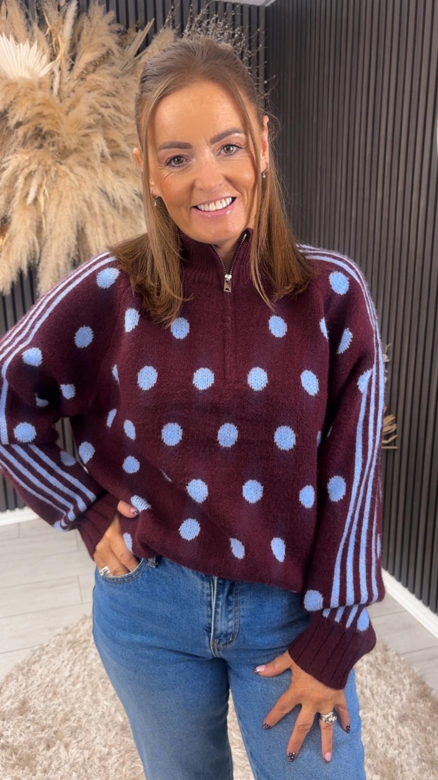 BESSIE HALF ZIP - BURGUNDY