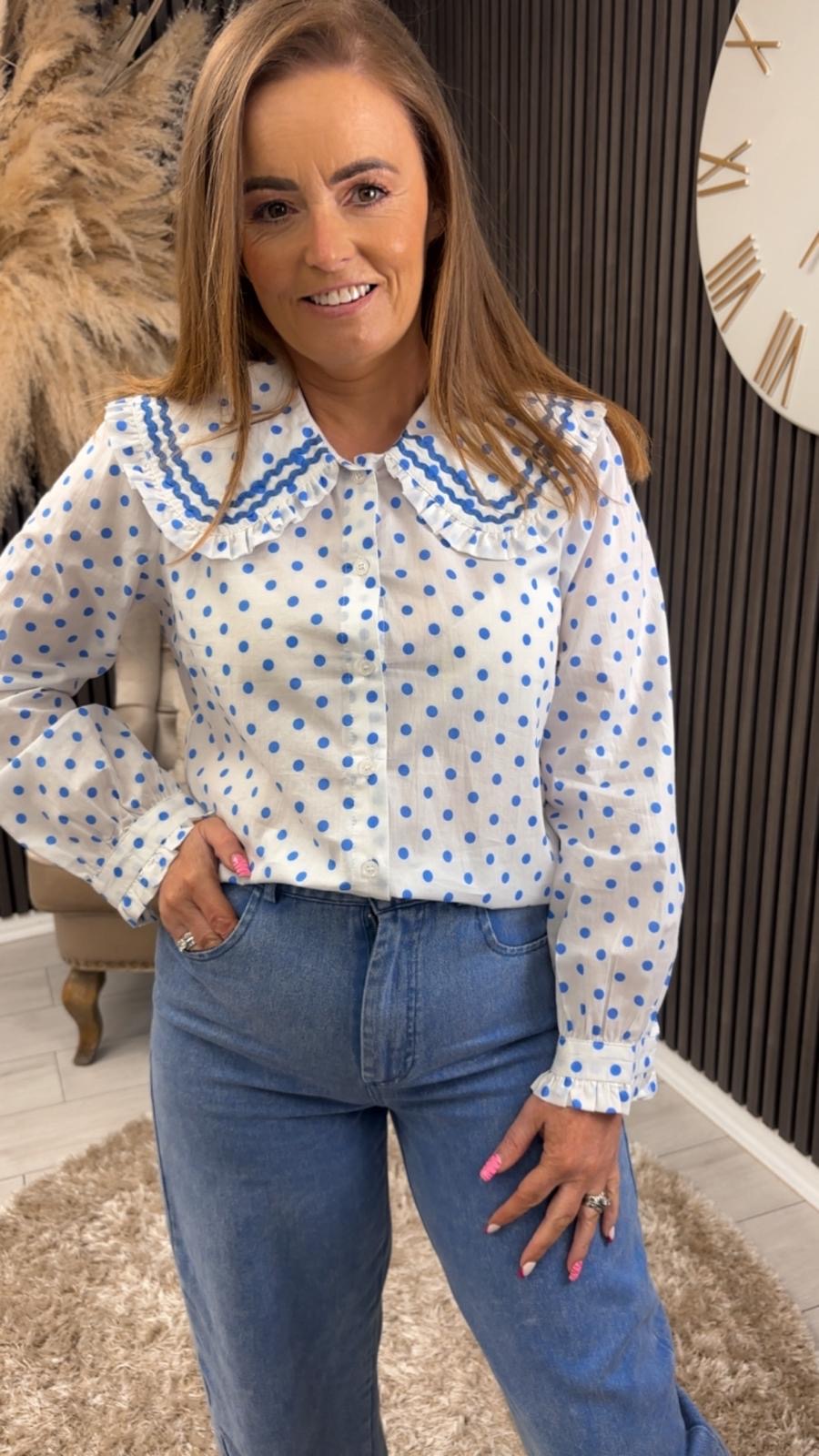 MARTINA SHIRT - WHITE/BLUE SPOT