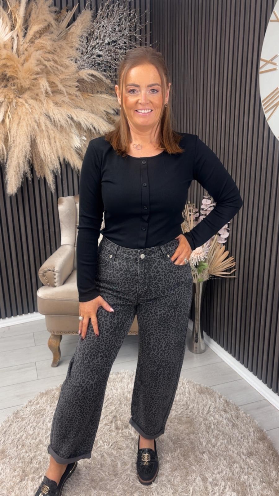 FELICIA BARREL JEANS - LEOPARD