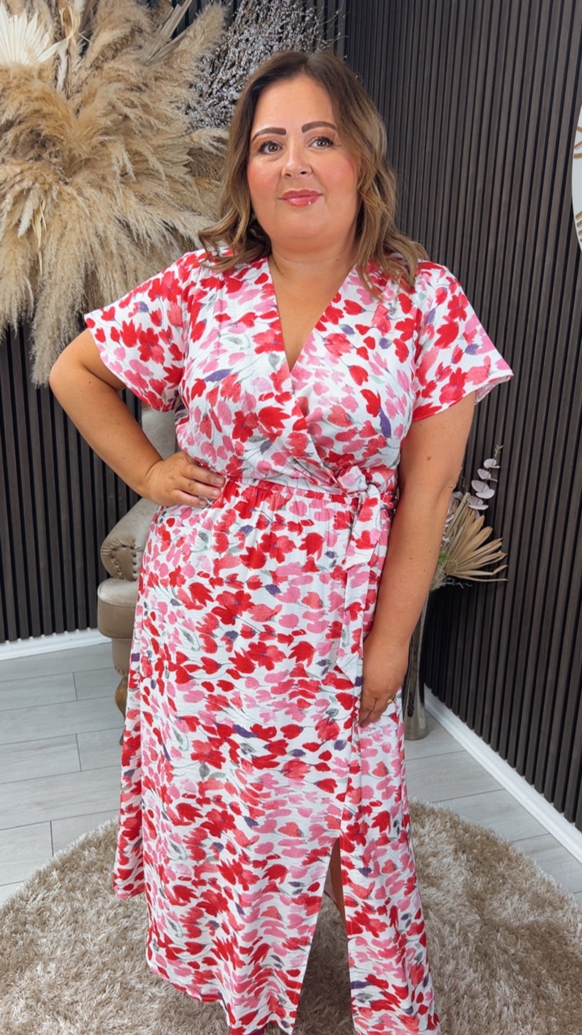 HILDA DRESS - WHITE/PINK