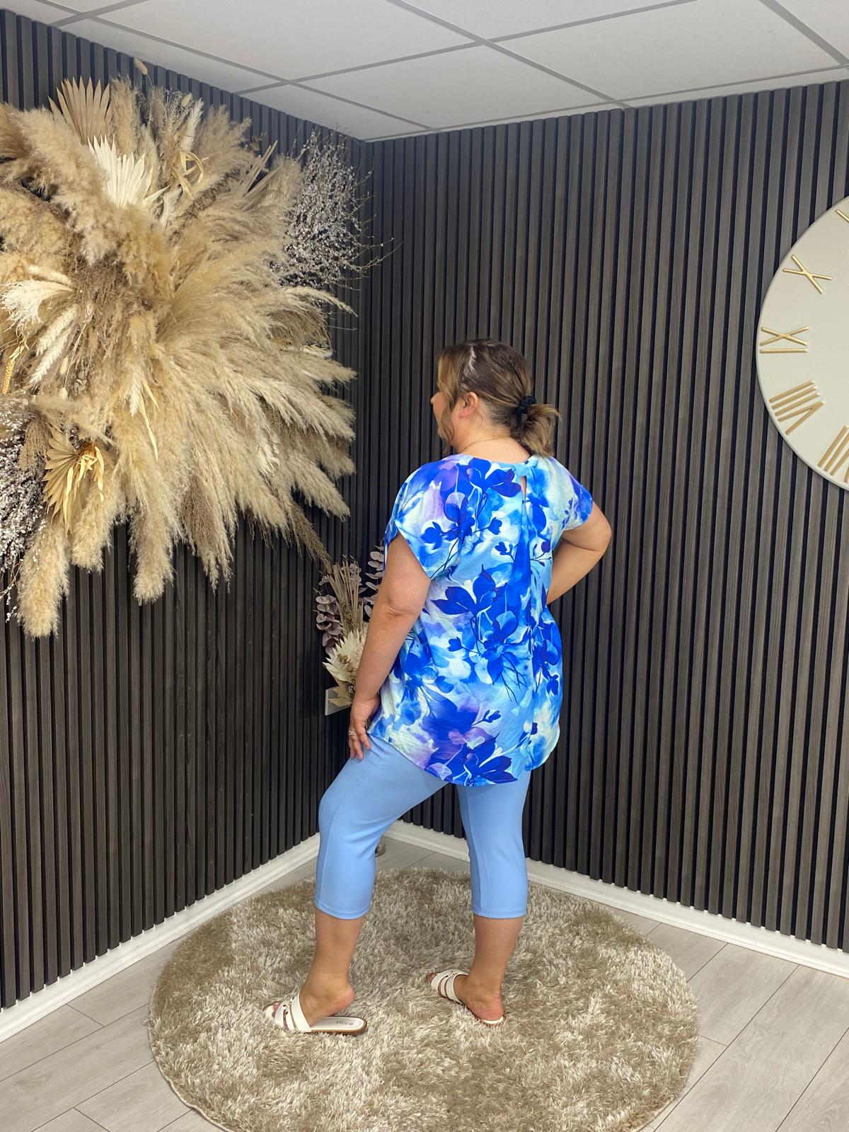 NORA CROPPED LEGGINGS - POWDER BLUE