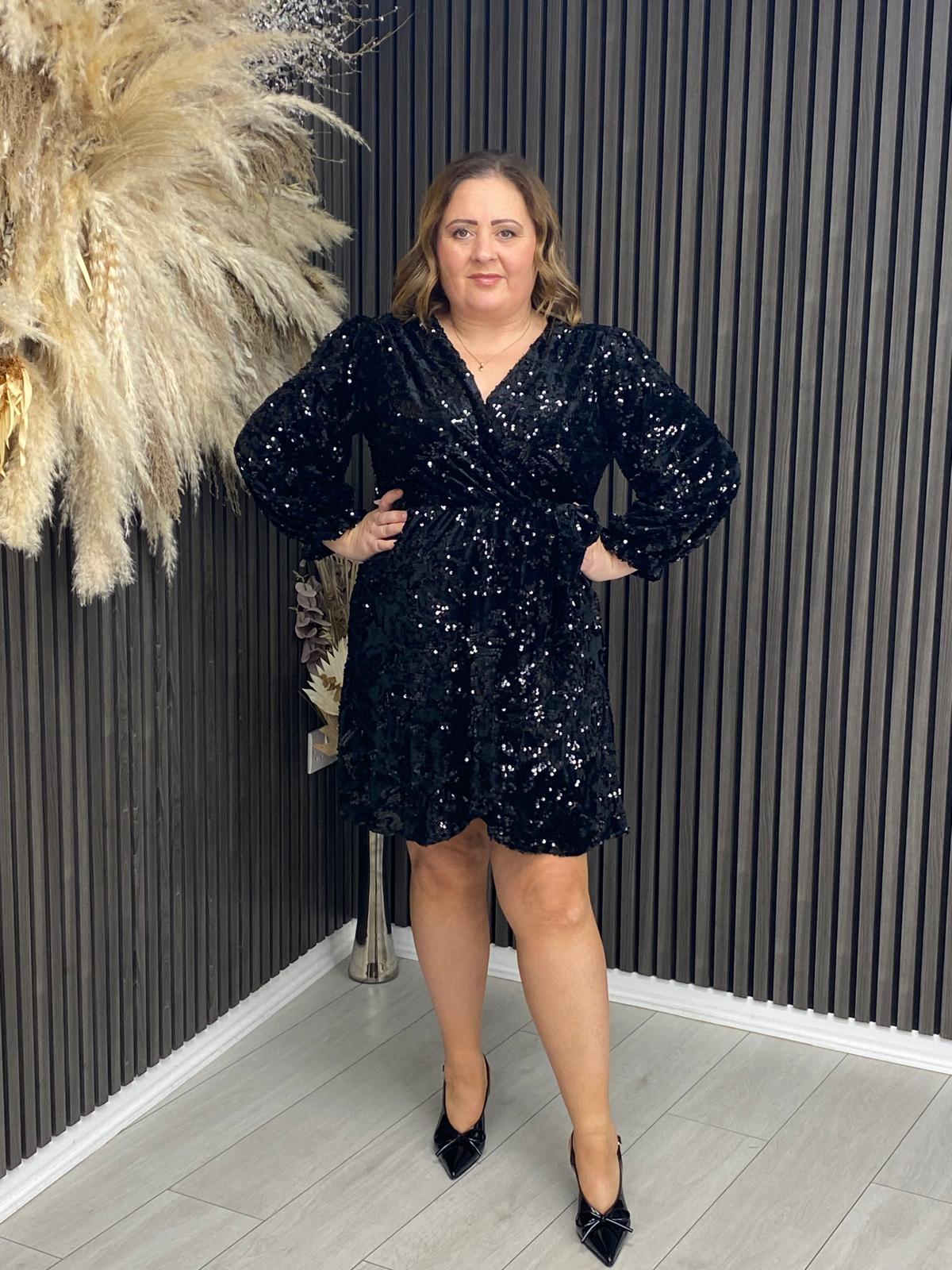 MADDIE DRESS - BLACK SEQUIN