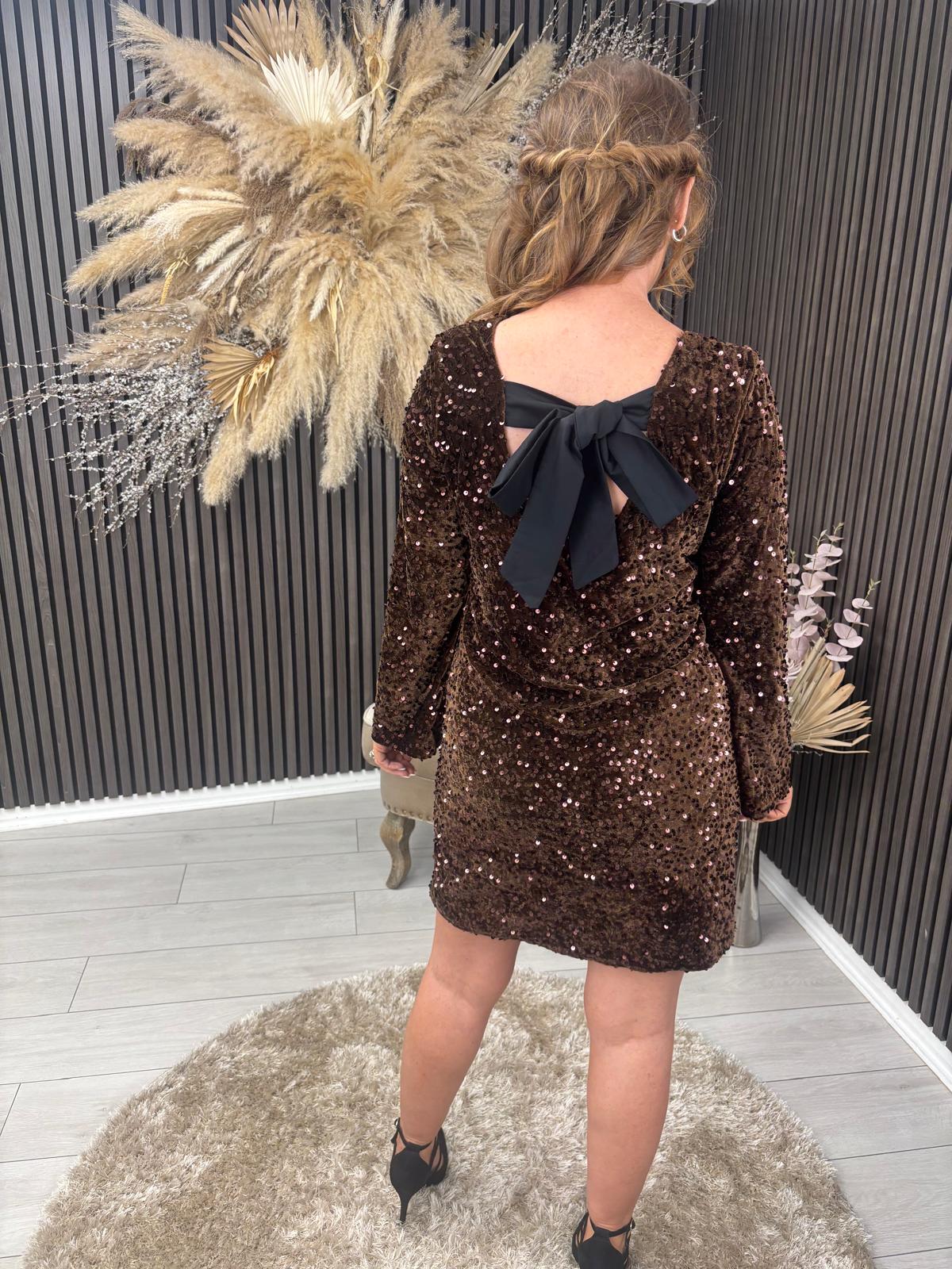 LEANNA DRESS - BROWN