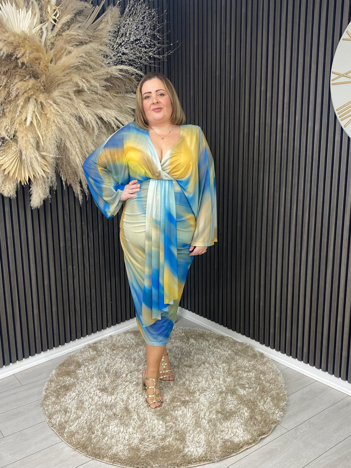 ANNEMARIE DRESS - BLUE/YELLOW