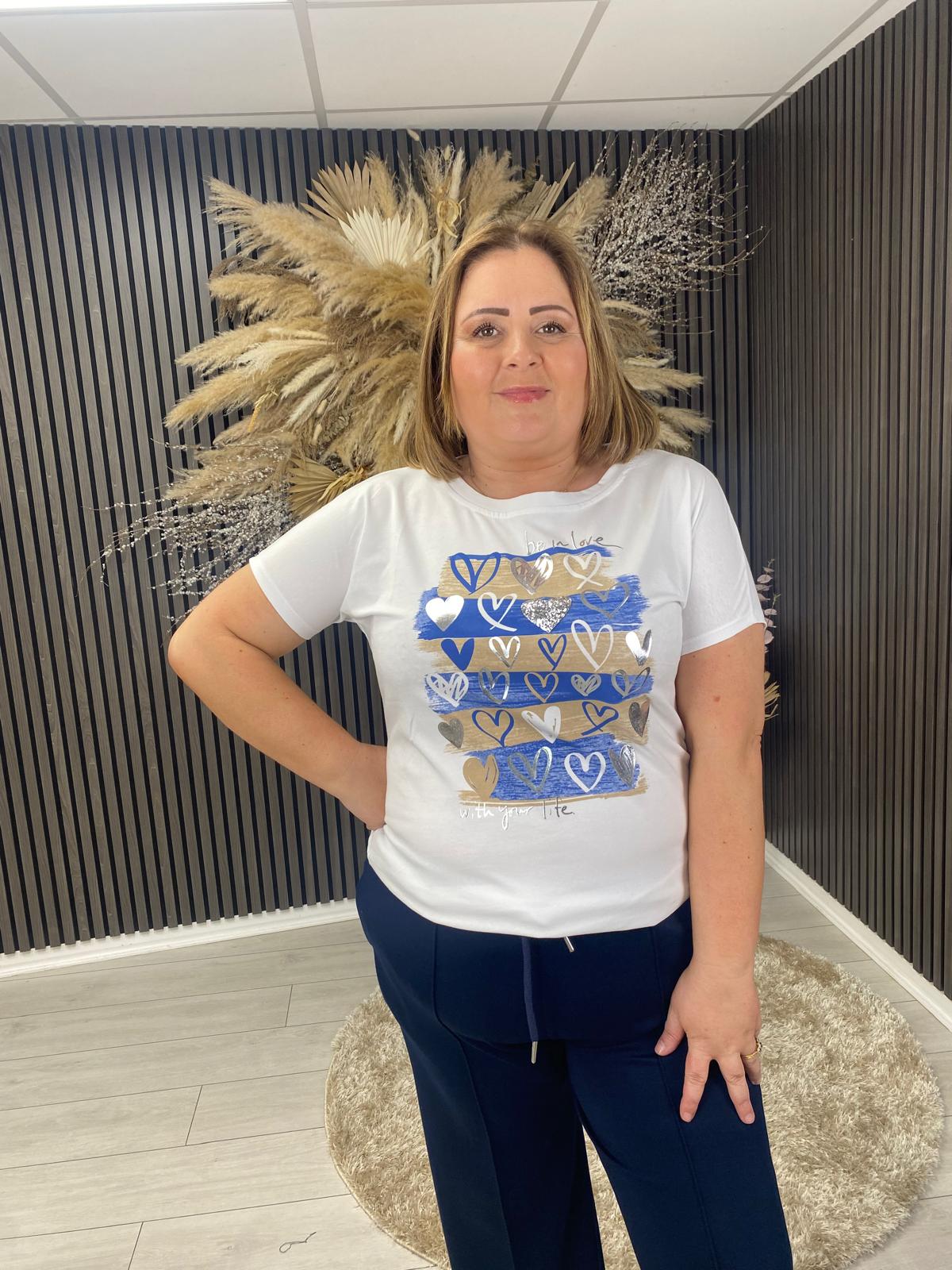 JANICE T-SHIRT - BLUE/GOLD