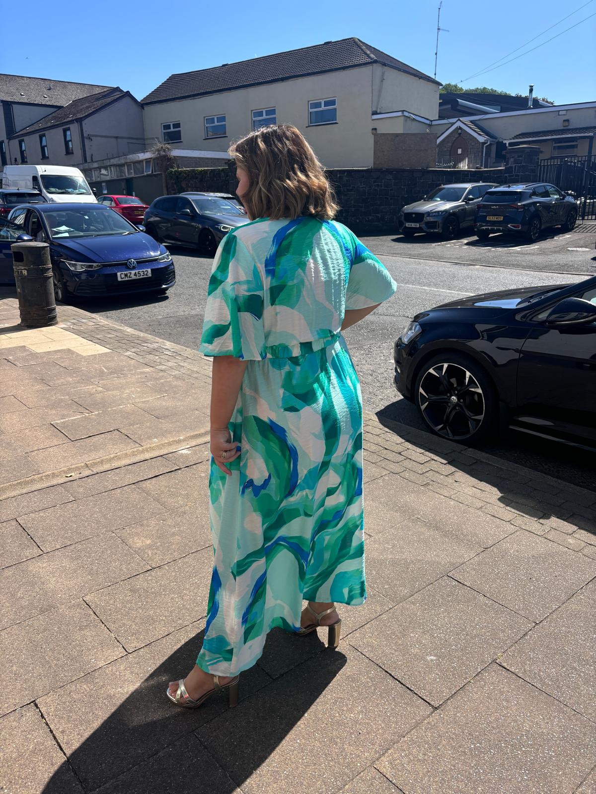EVA DRESS - GREEN/BLUE