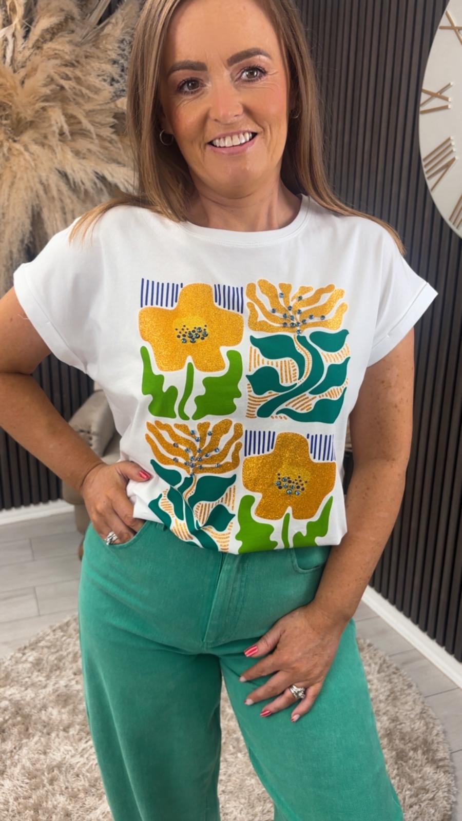 ALEX T-SHIRT - GREEN/ORANGE