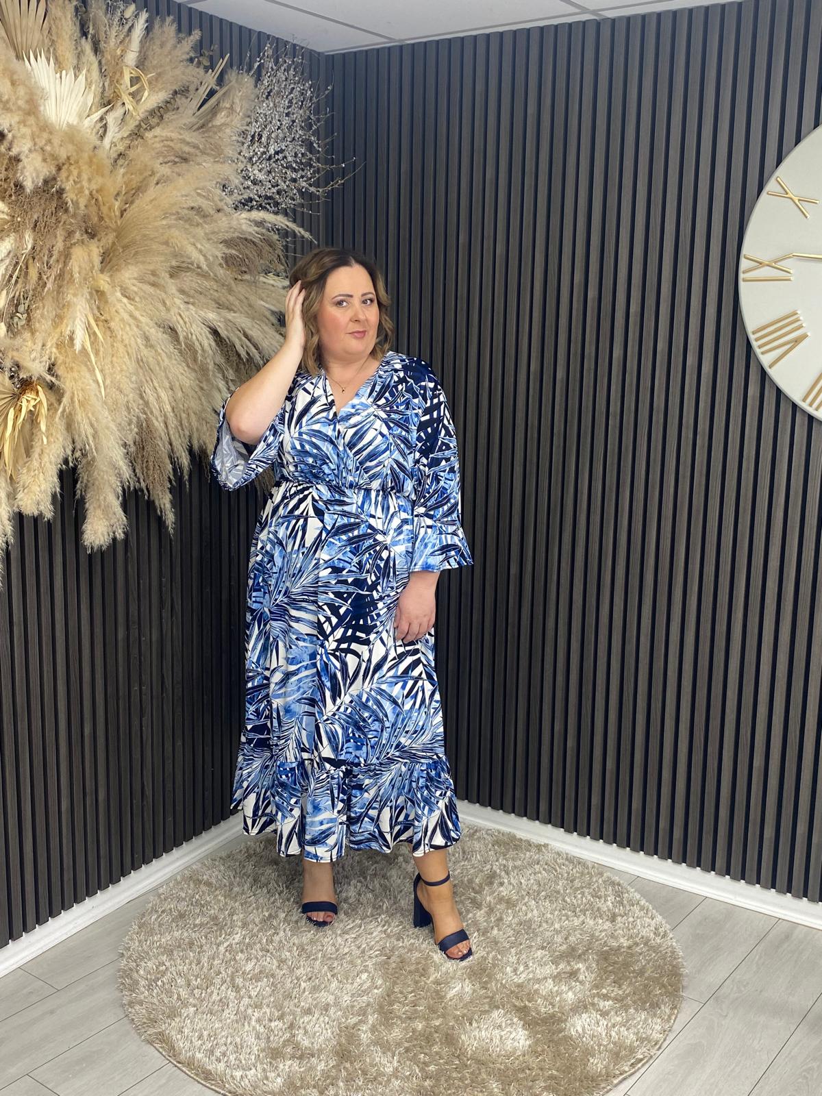LEILA DRESS - NAVY/WHITE