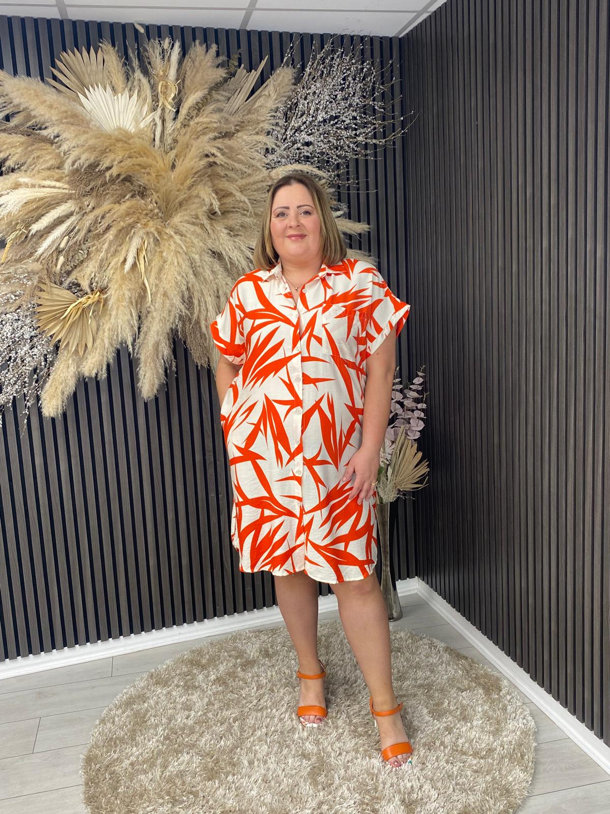 SARA LOUISE SHIRT DRESS - ORANGE