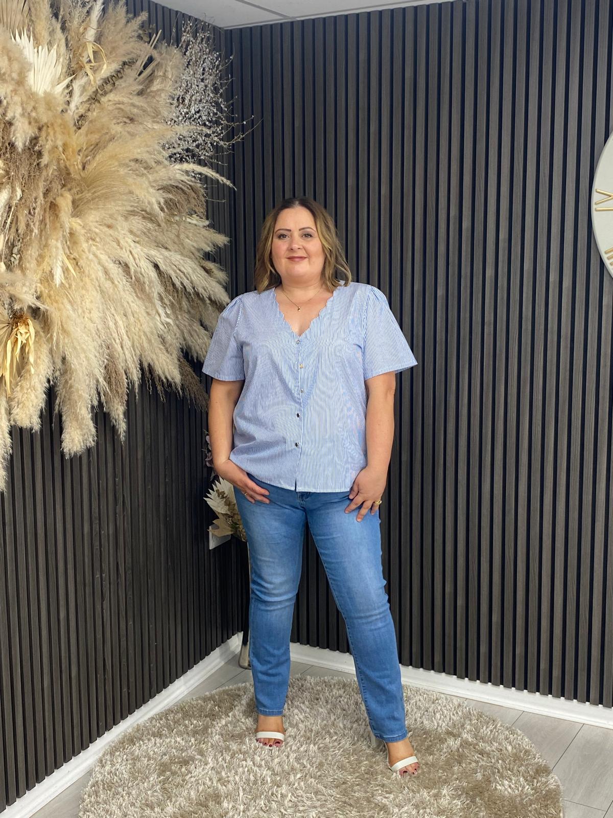 MONA TOP - BLUE STRIPE