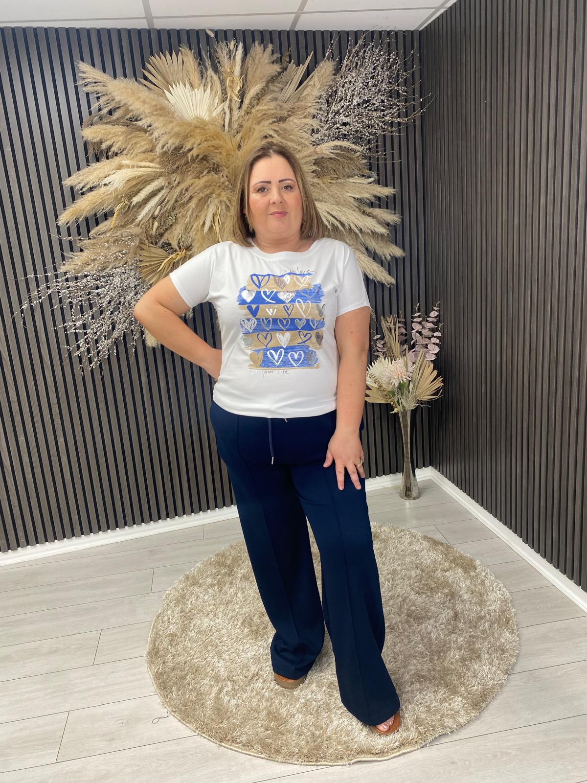 JANICE T-SHIRT - BLUE/GOLD