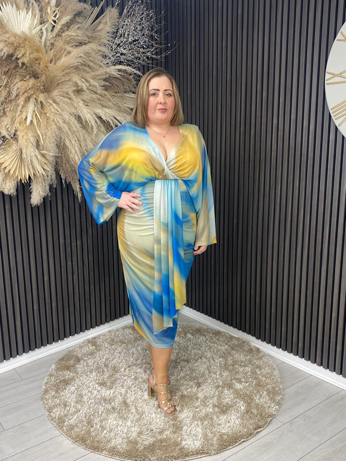 ANNEMARIE DRESS - BLUE/YELLOW