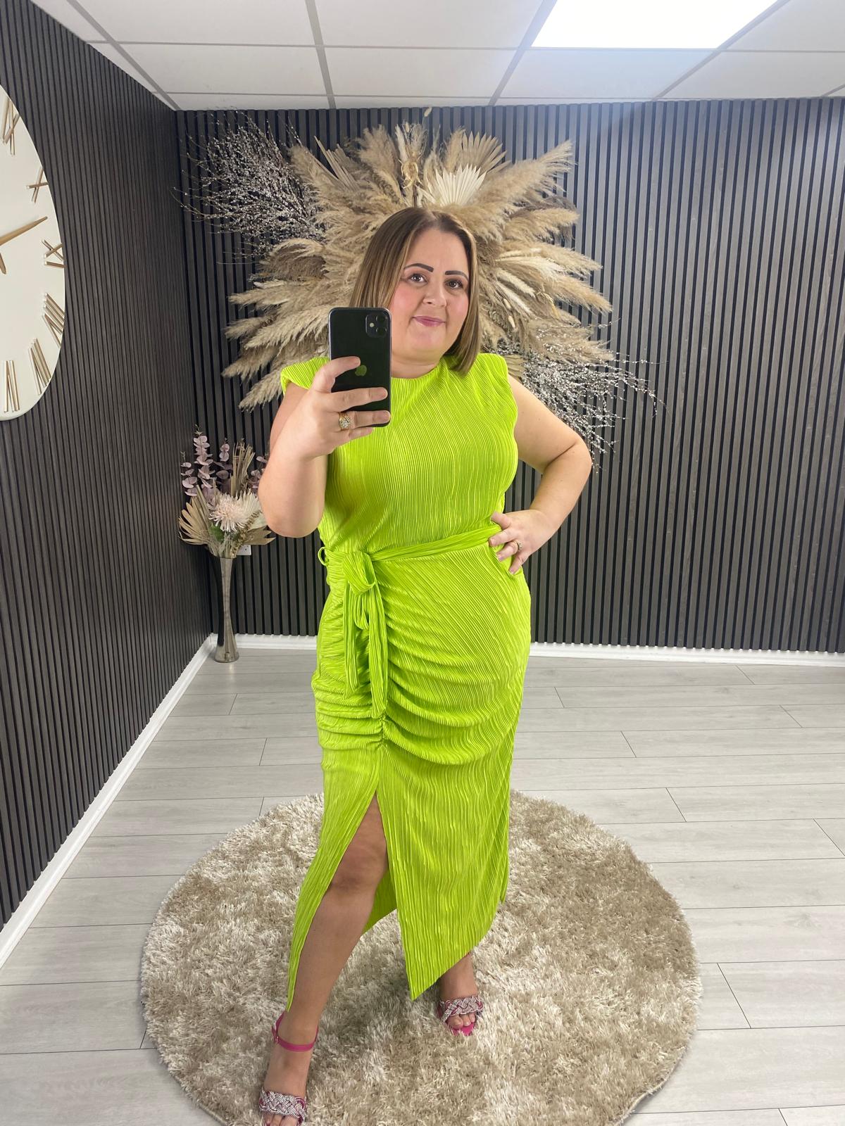 ELENA DRESS - LIME GREEN