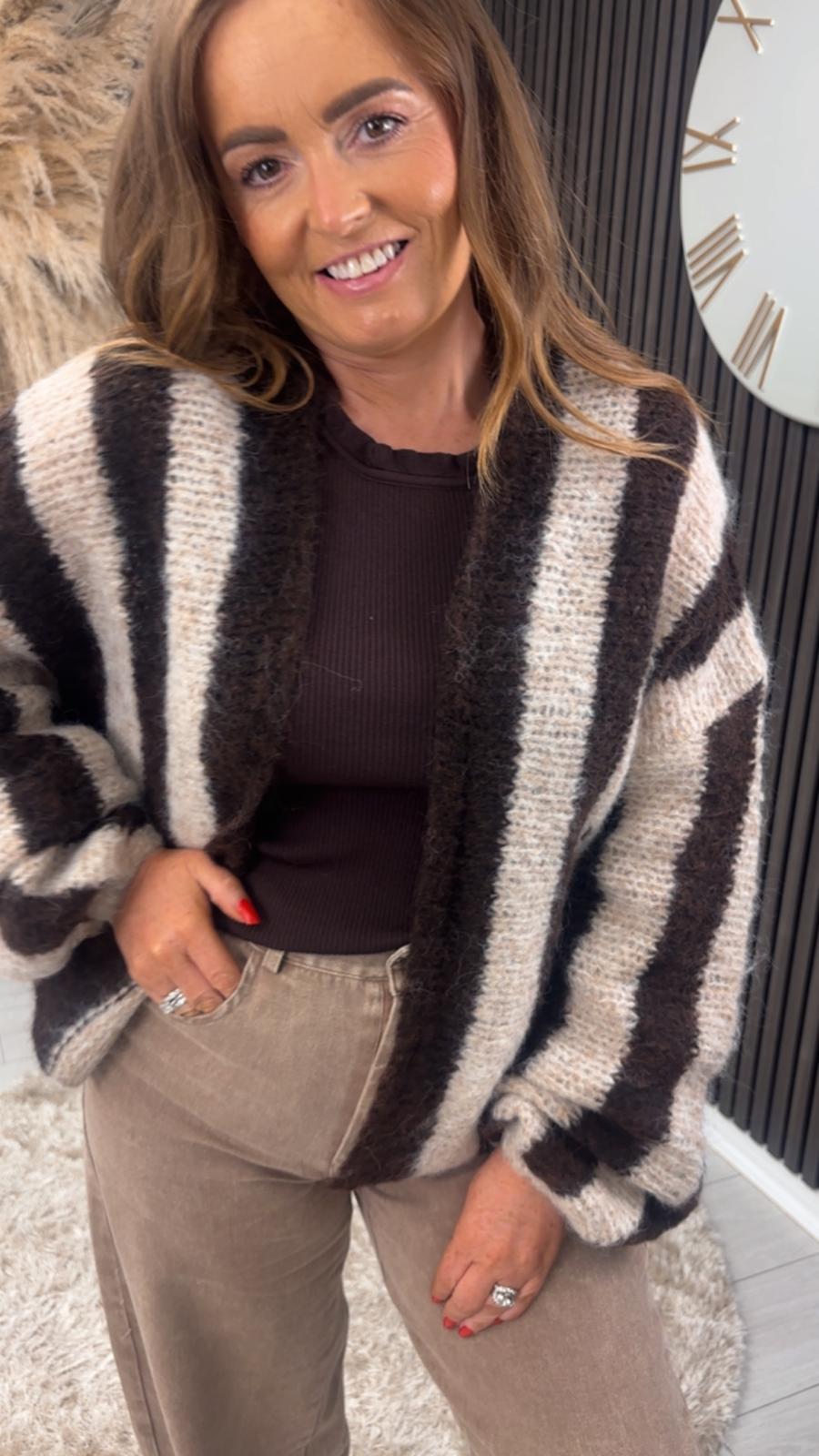 GLENDA CARDIGAN - BROWN/TAUPE
