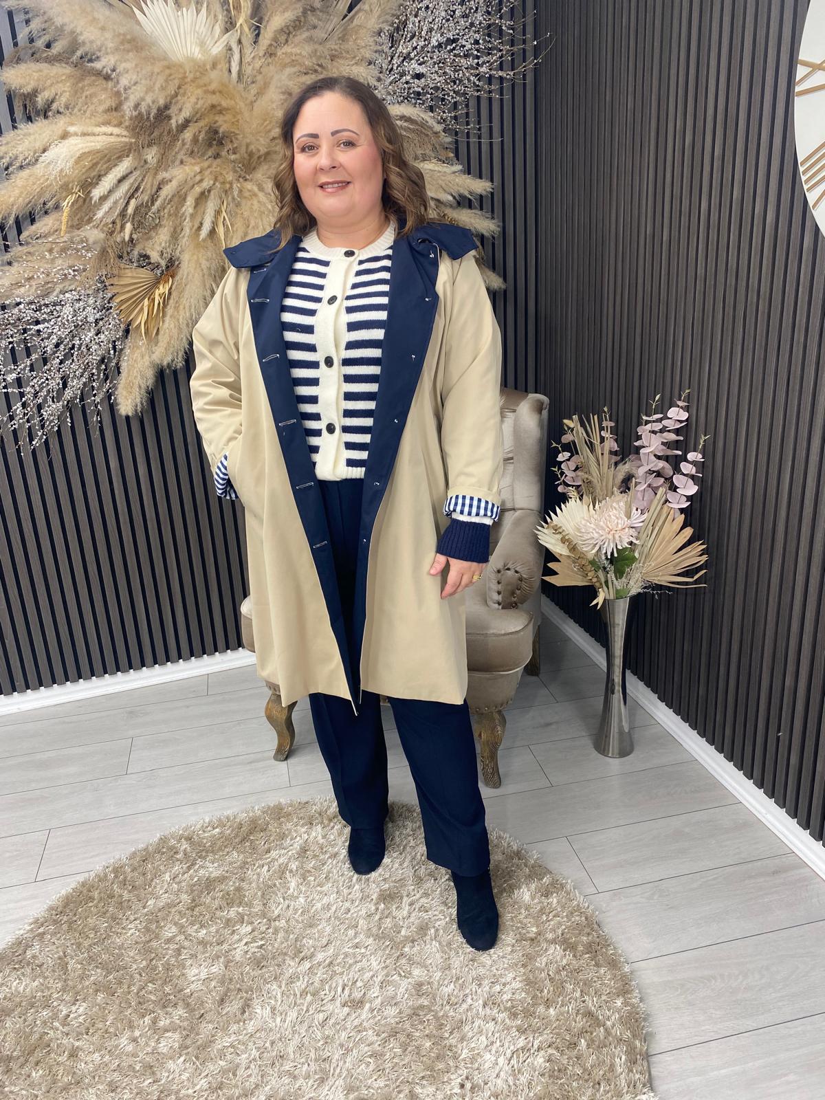 MARY CARDIGAN - NAVY/WHITE